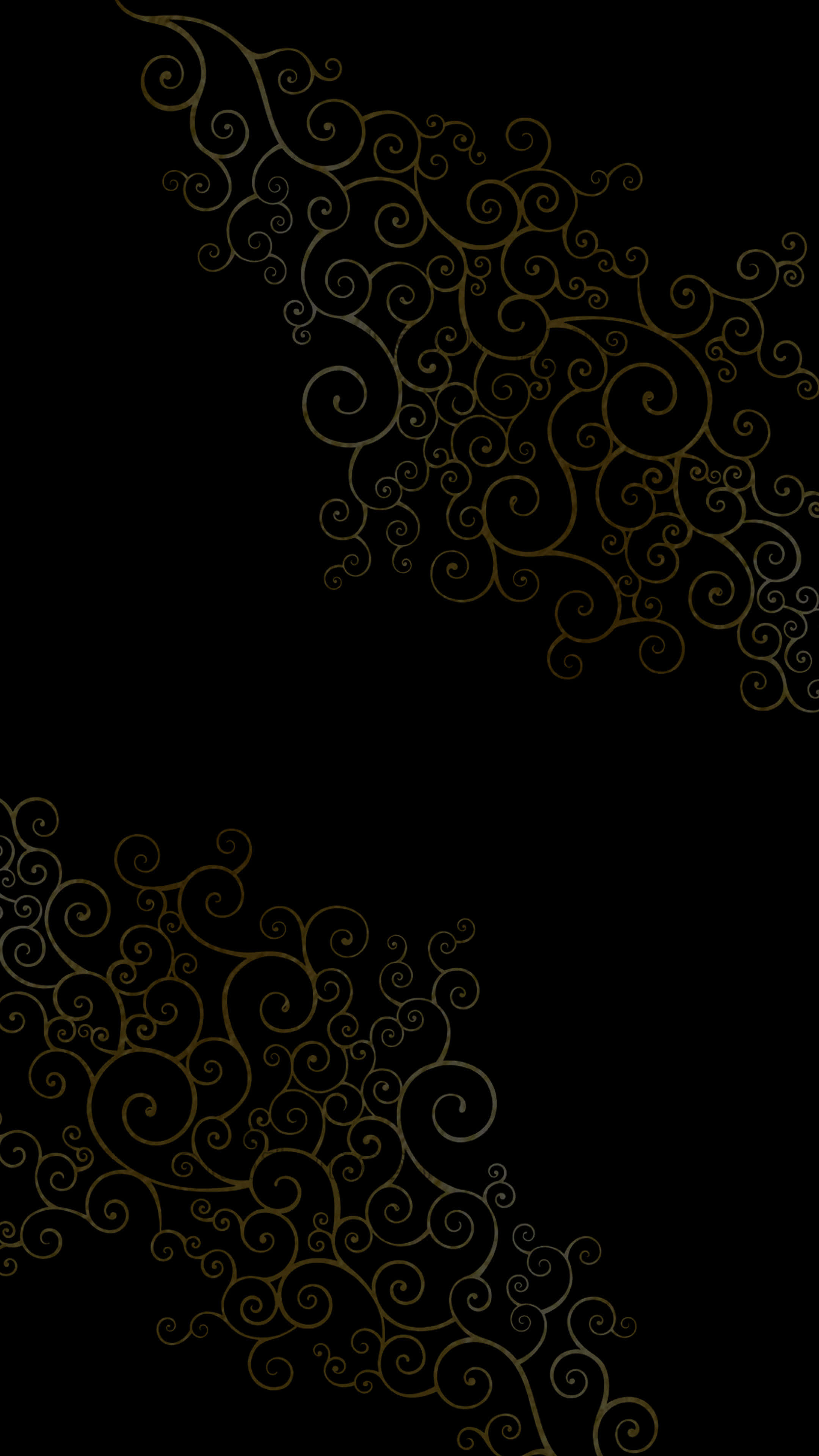 black background, golden swirls, corners, 4K Phone Wallpaper