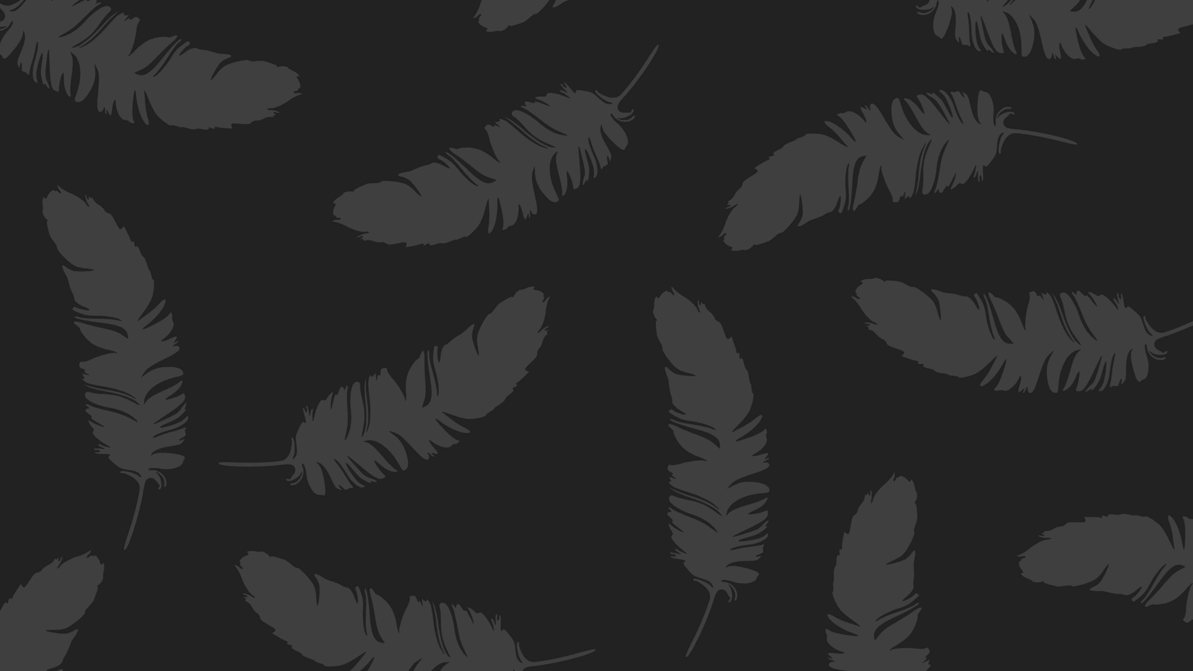 charcoal background, dark gray feathers, repeating pattern, 4K Desktop Wallpaper