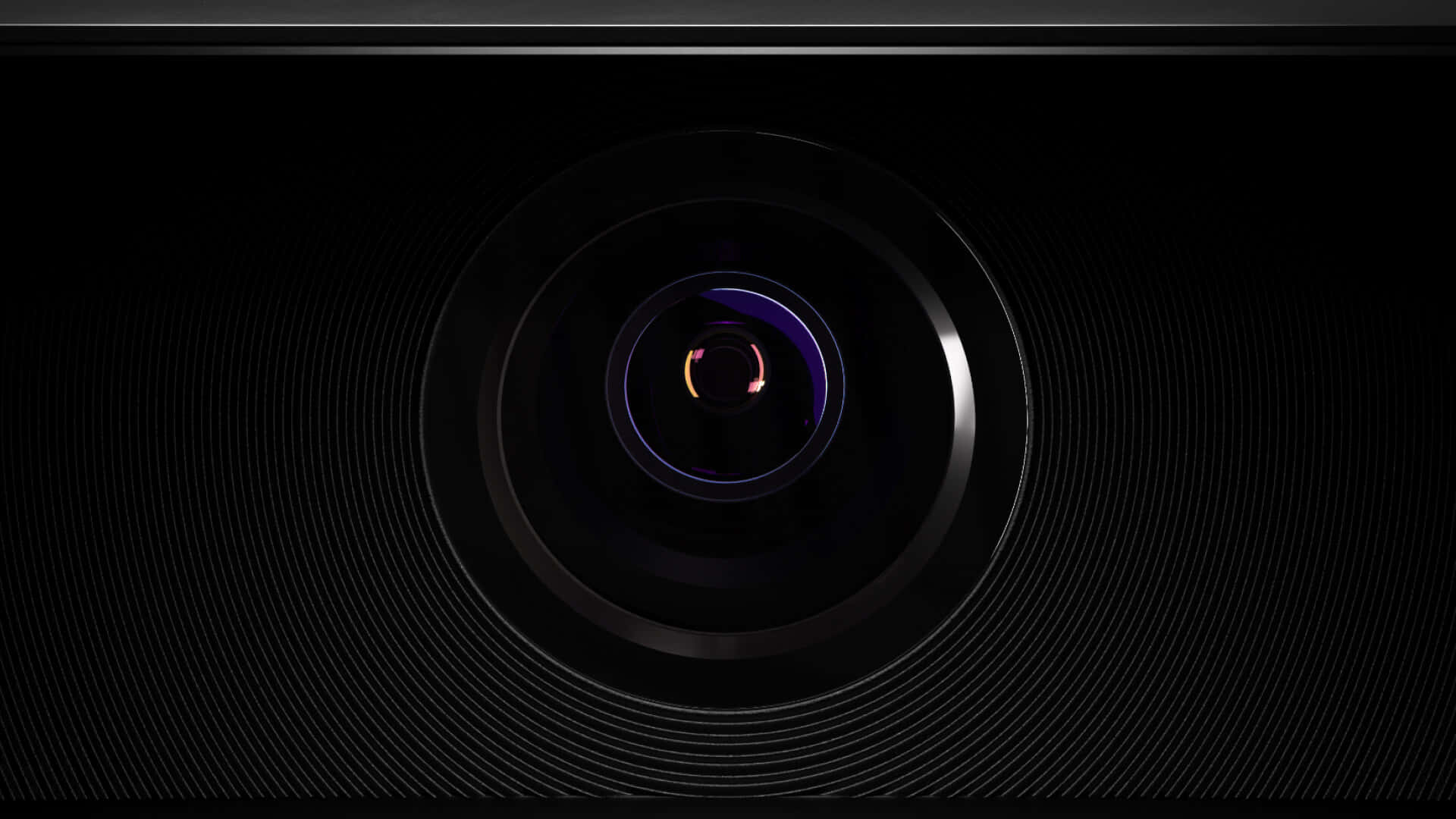 camera lens, concentric rings, glowing purple and orange aperture, Full HD Desktop Wallpaper