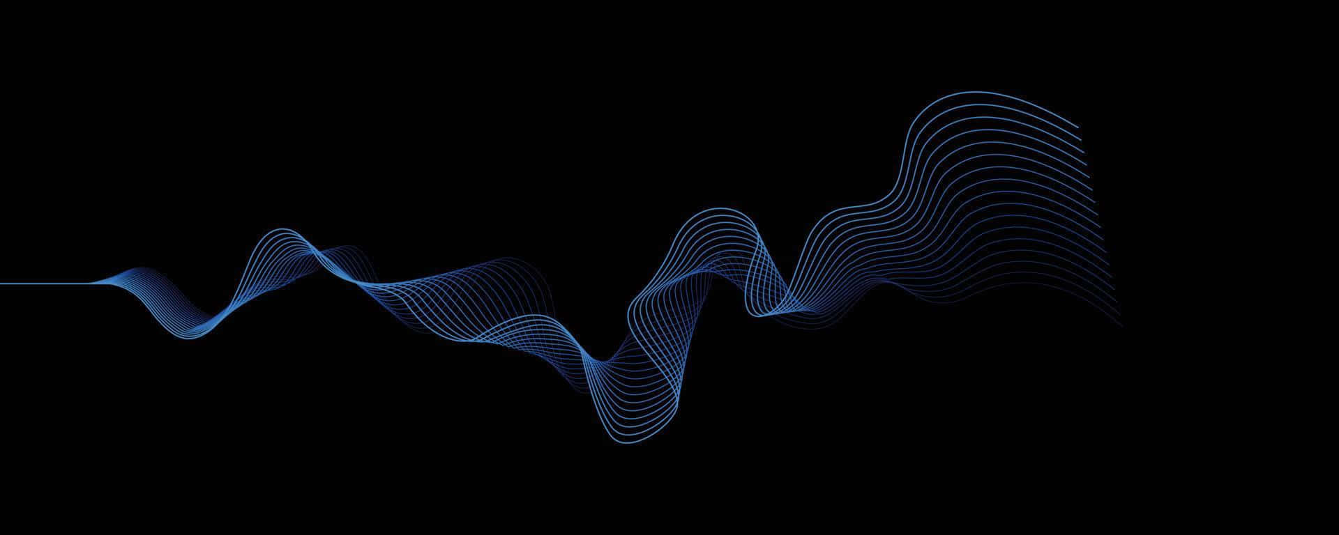 abstract blue wave, glowing blue wave lines, deep black background, Full HD Desktop Wallpaper