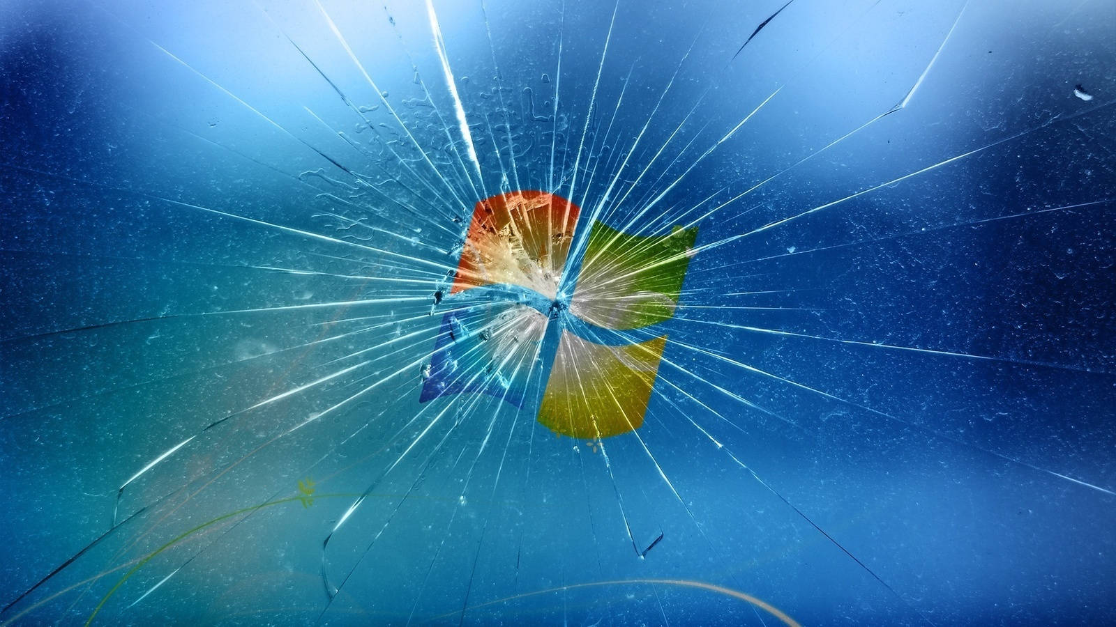 Microsoft Desktop, graphical user interface, shattered blue screen, HD Desktop Wallpaper