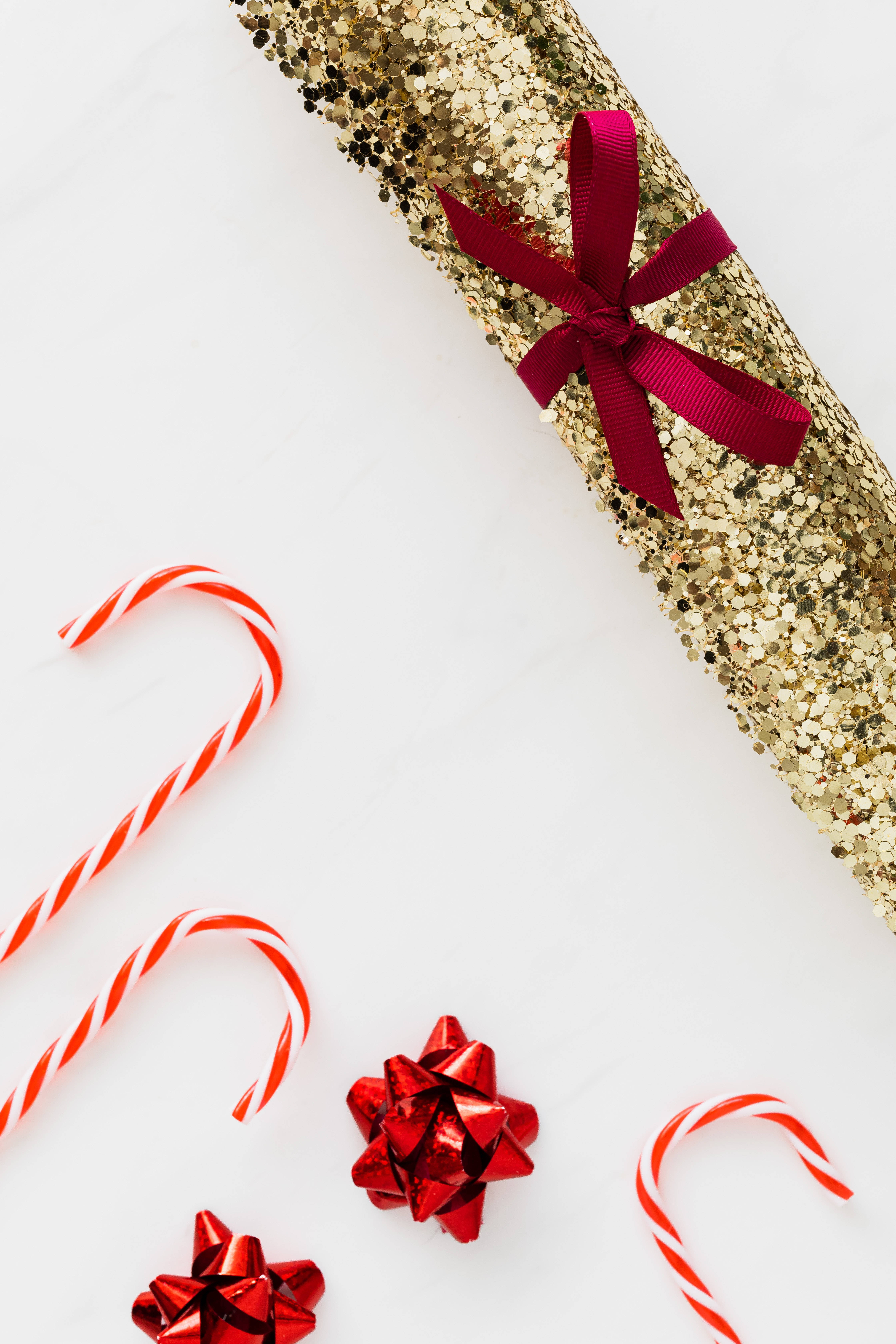 High Resolution Christmas, glitter paper, candy canes, 5K Phone Wallpaper