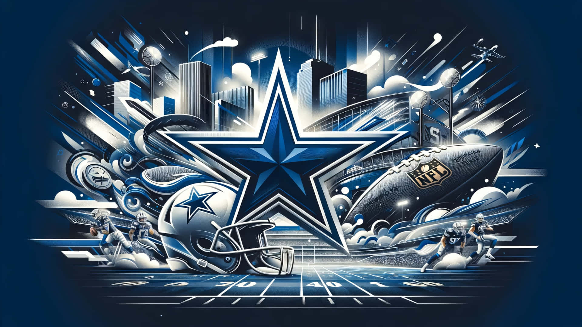 Dallas Cowboys, blue and silver, helmet, Full HD Desktop Wallpaper