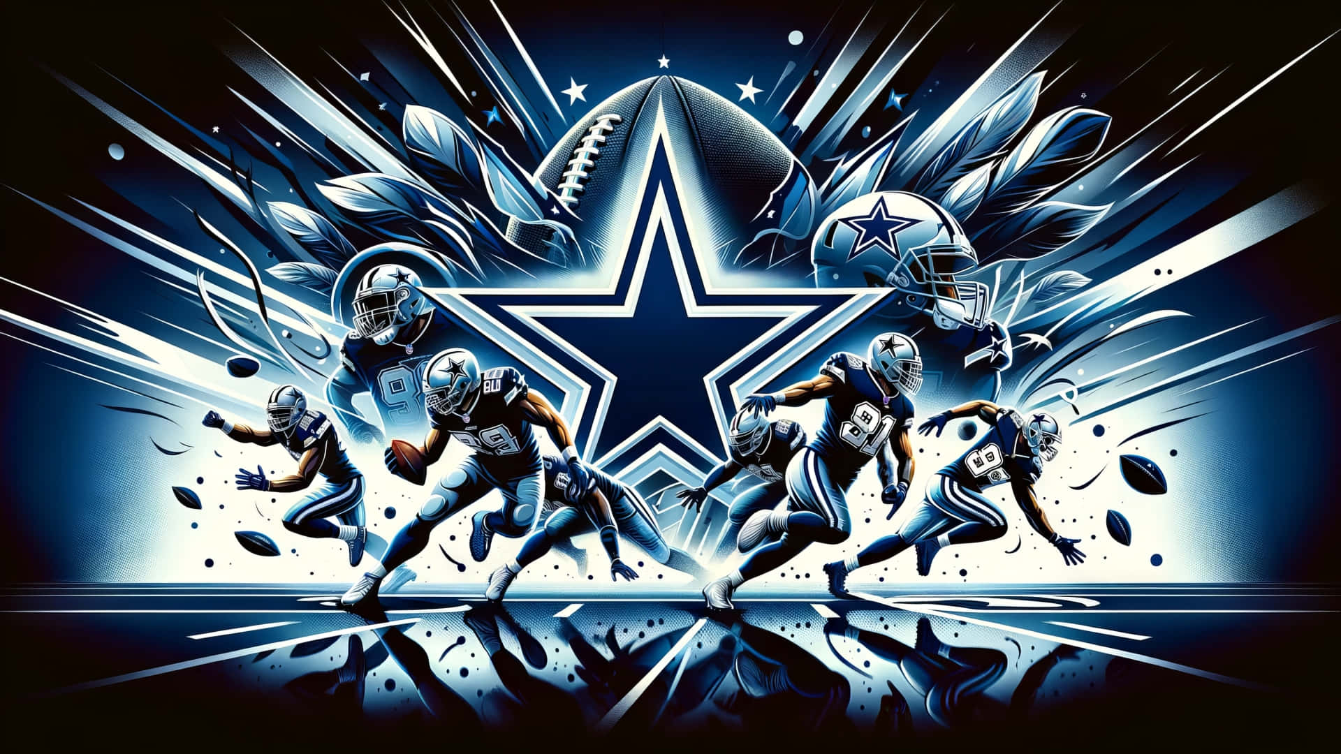 Dallas Cowboys, blue and silver uniforms, glowing star logo, Full HD Desktop Wallpaper