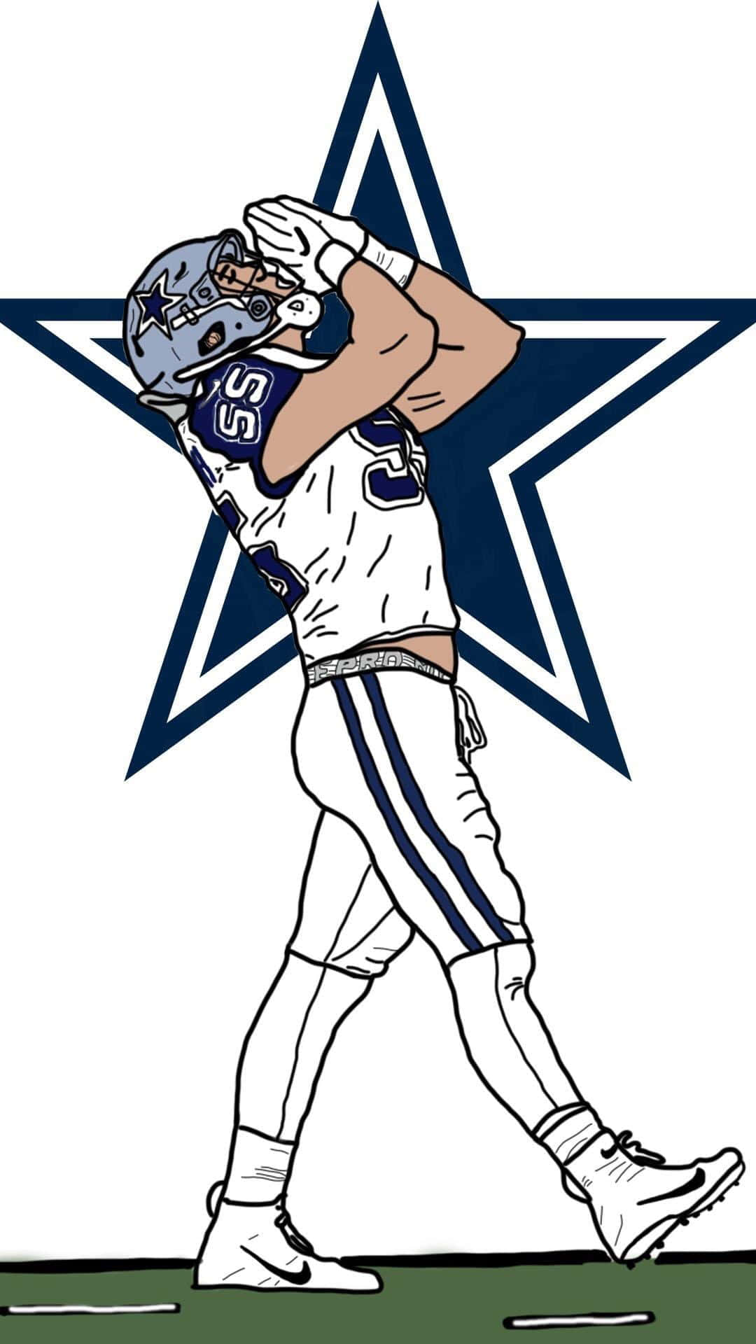 Dallas Cowboys, white uniform, blue star logo, Full HD Phone Wallpaper