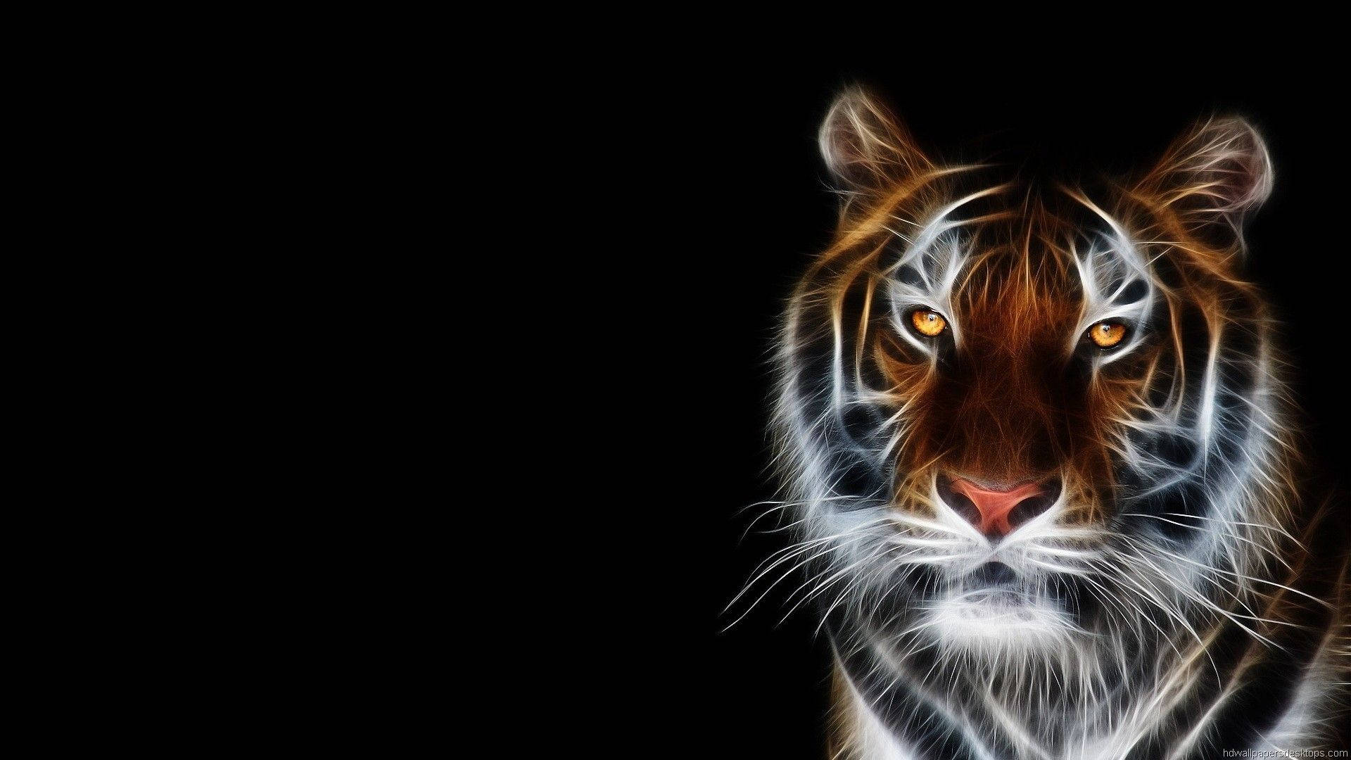 glowing tiger, electric white fur, amber eyes, Full HD Desktop Wallpaper