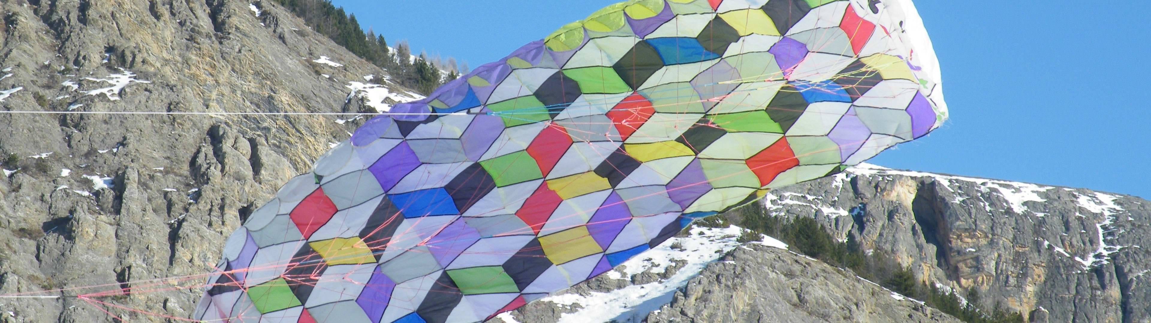 High Resolution Dual Monitor, geometric kite, snow-dusted mountains, 4K Desktop Wallpaper