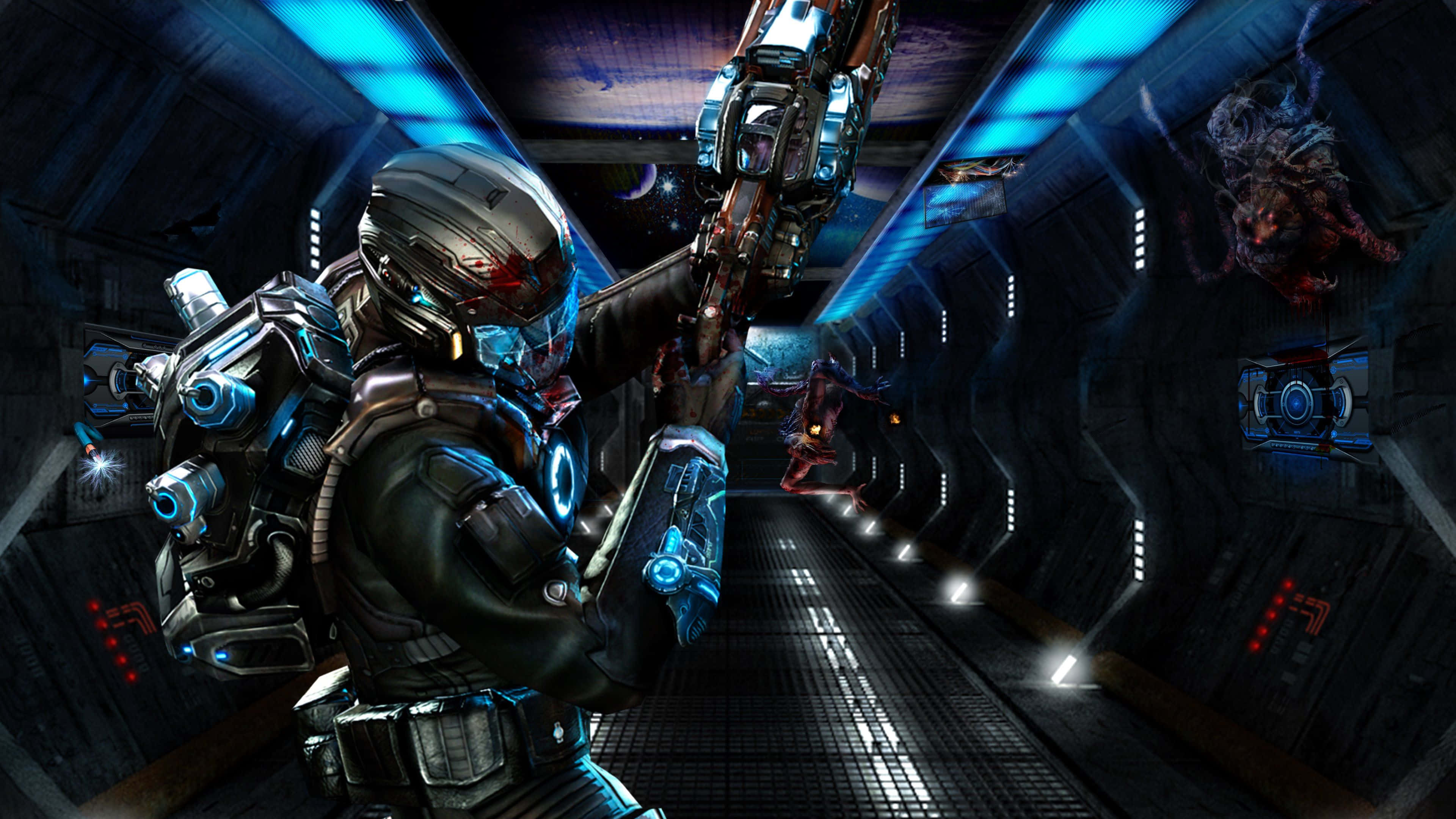 High Resolution Gaming, futuristic soldier, glowing armor, 4K Desktop Wallpaper