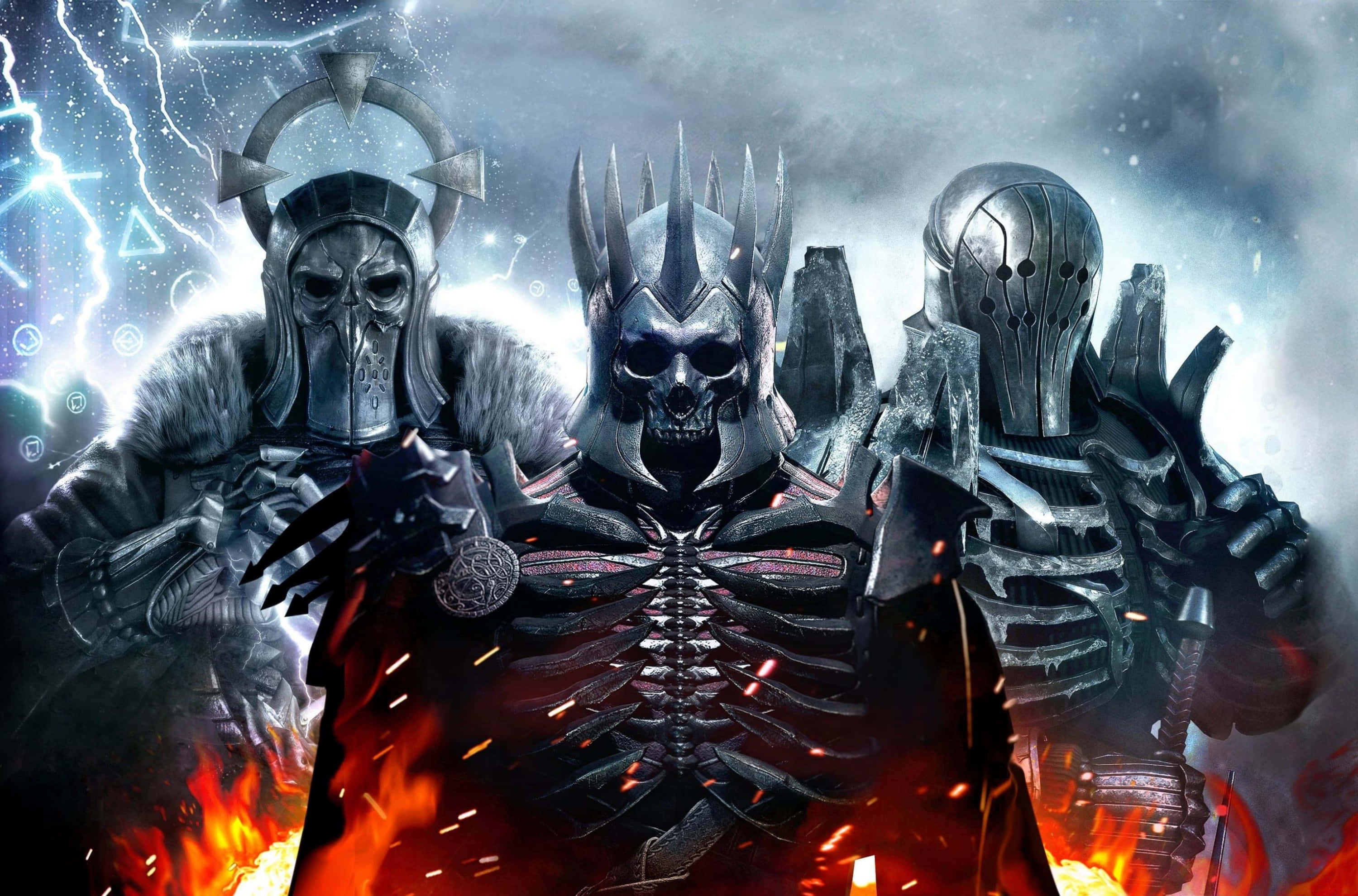 High Resolution Gaming, armored skeletal warriors, skull helmets, 2K Desktop Wallpaper