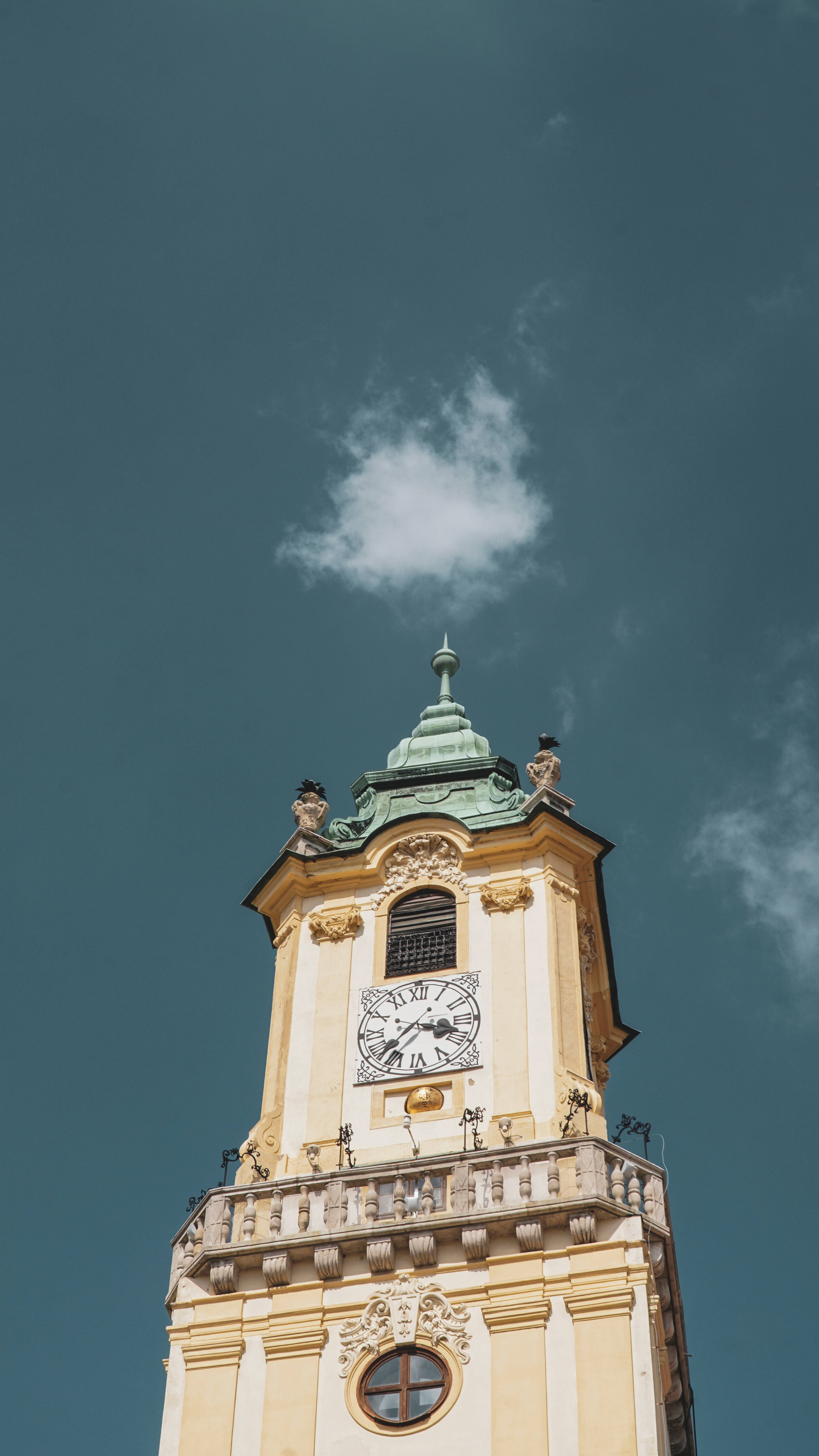 High Resolution iPhone, clock tower, yellow, 5K Phone Wallpaper