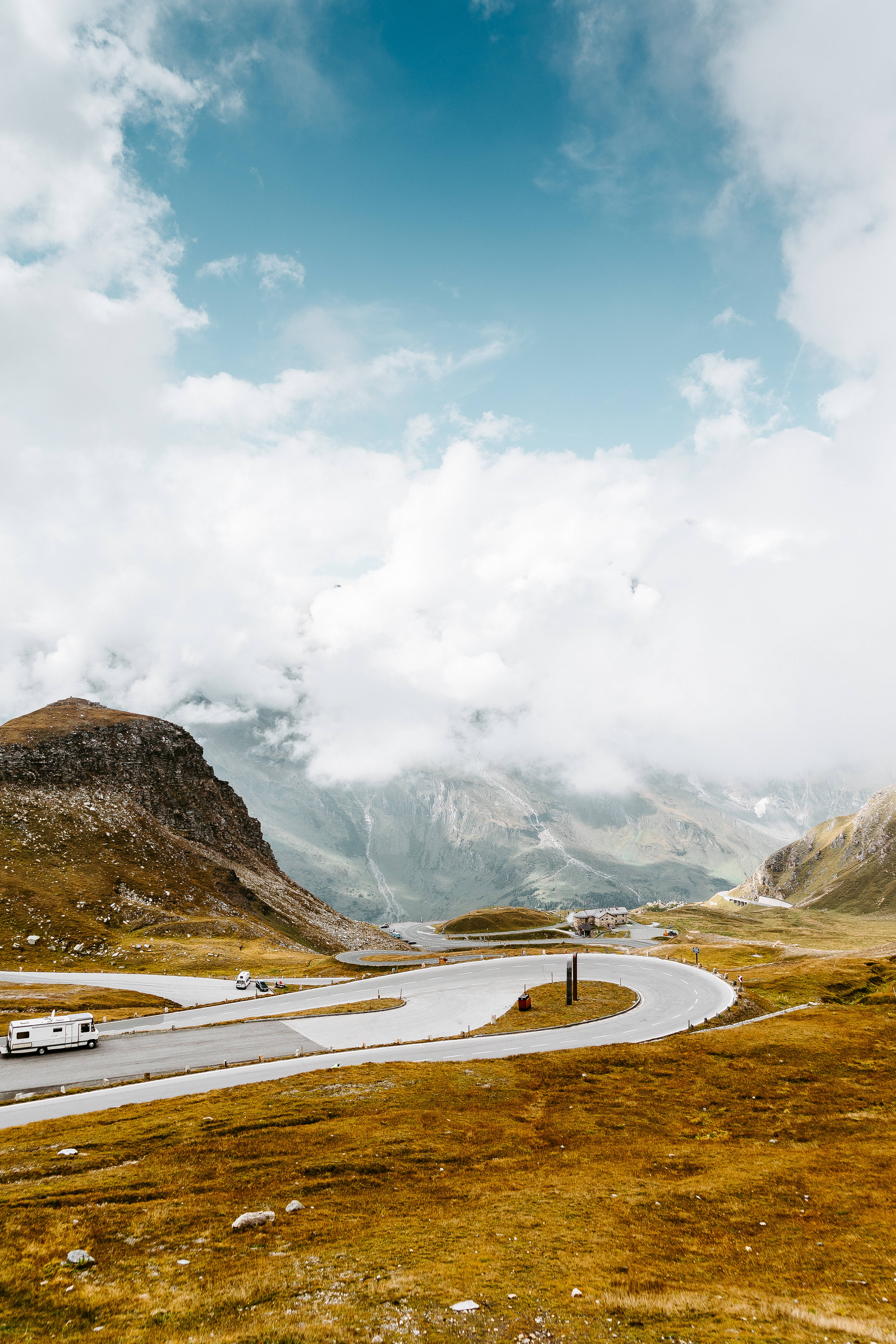 High Resolution iPhone, mountain road, alpine valley, 5K Phone Wallpaper