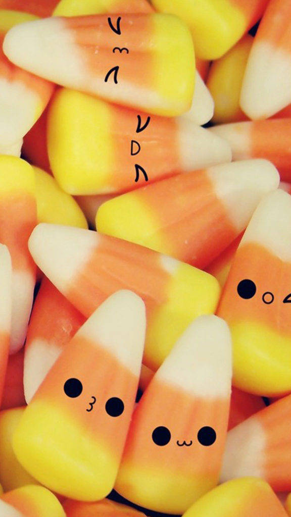 candy corn, kawaii faces, black ink, SD Phone Wallpaper