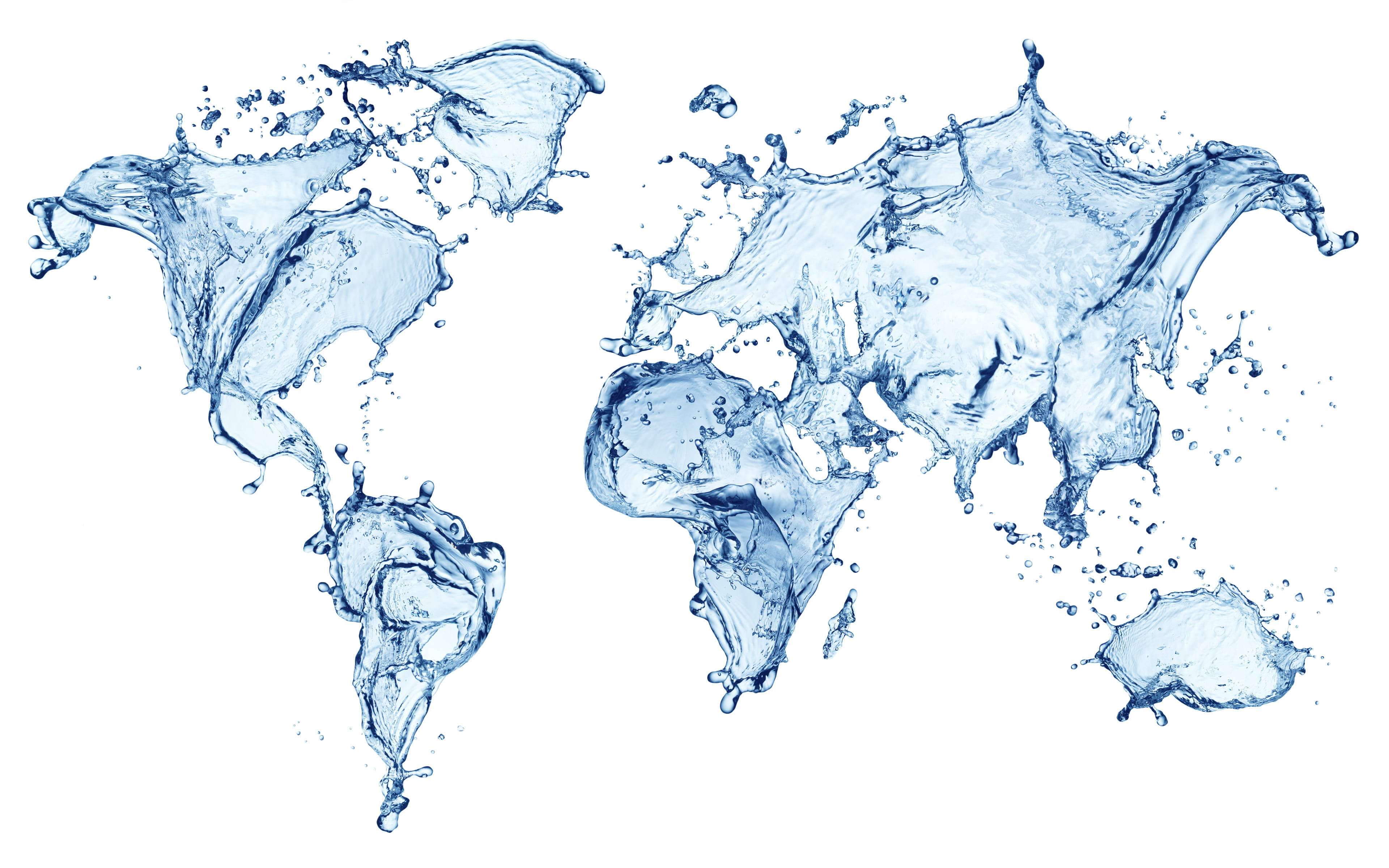 High Resolution Water Splash World Map, blue water splashes, world map, 4K Desktop Wallpaper