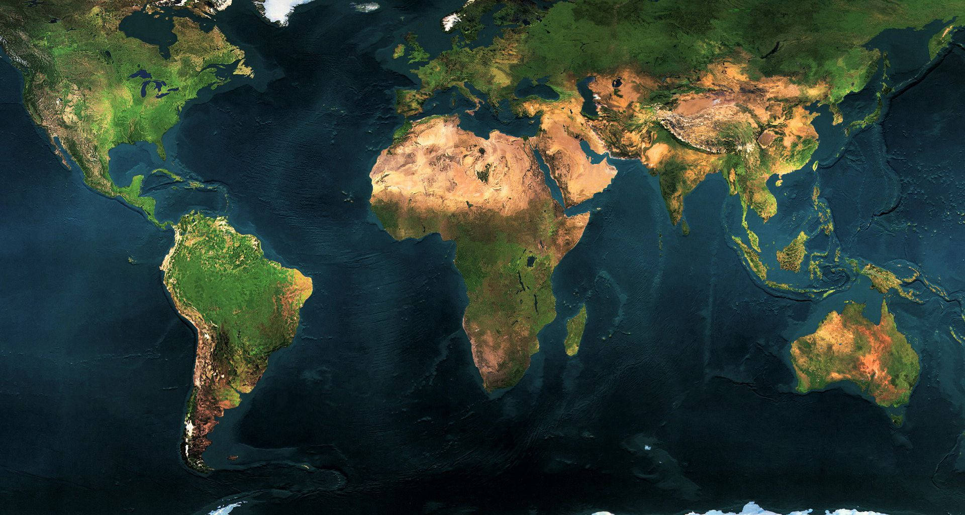 High Resolution World Map, satellite view, Earth, Full HD Desktop Wallpaper