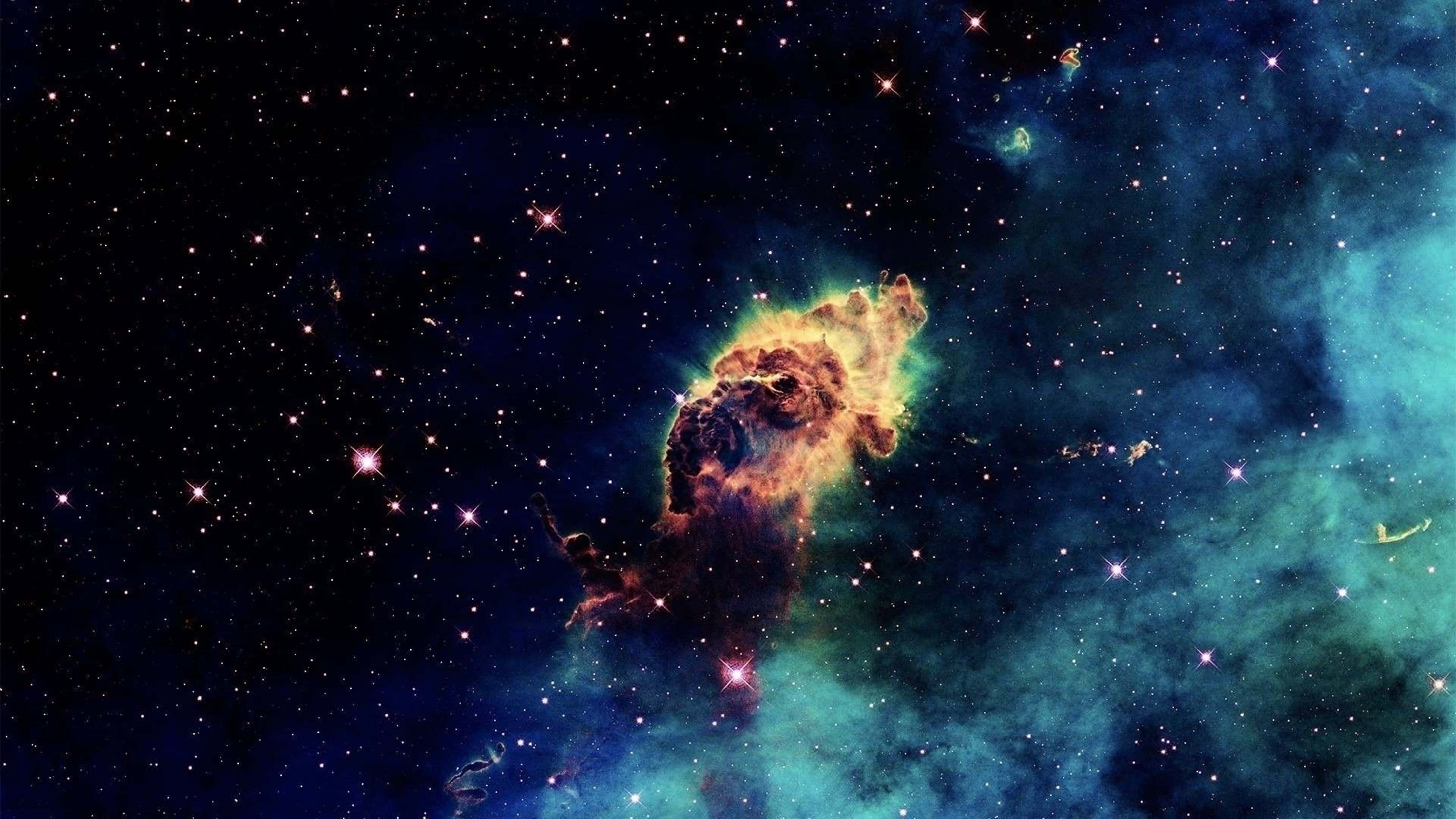 4K Universe Nebula, fiery orange, teal, 4K Desktop Wallpaper