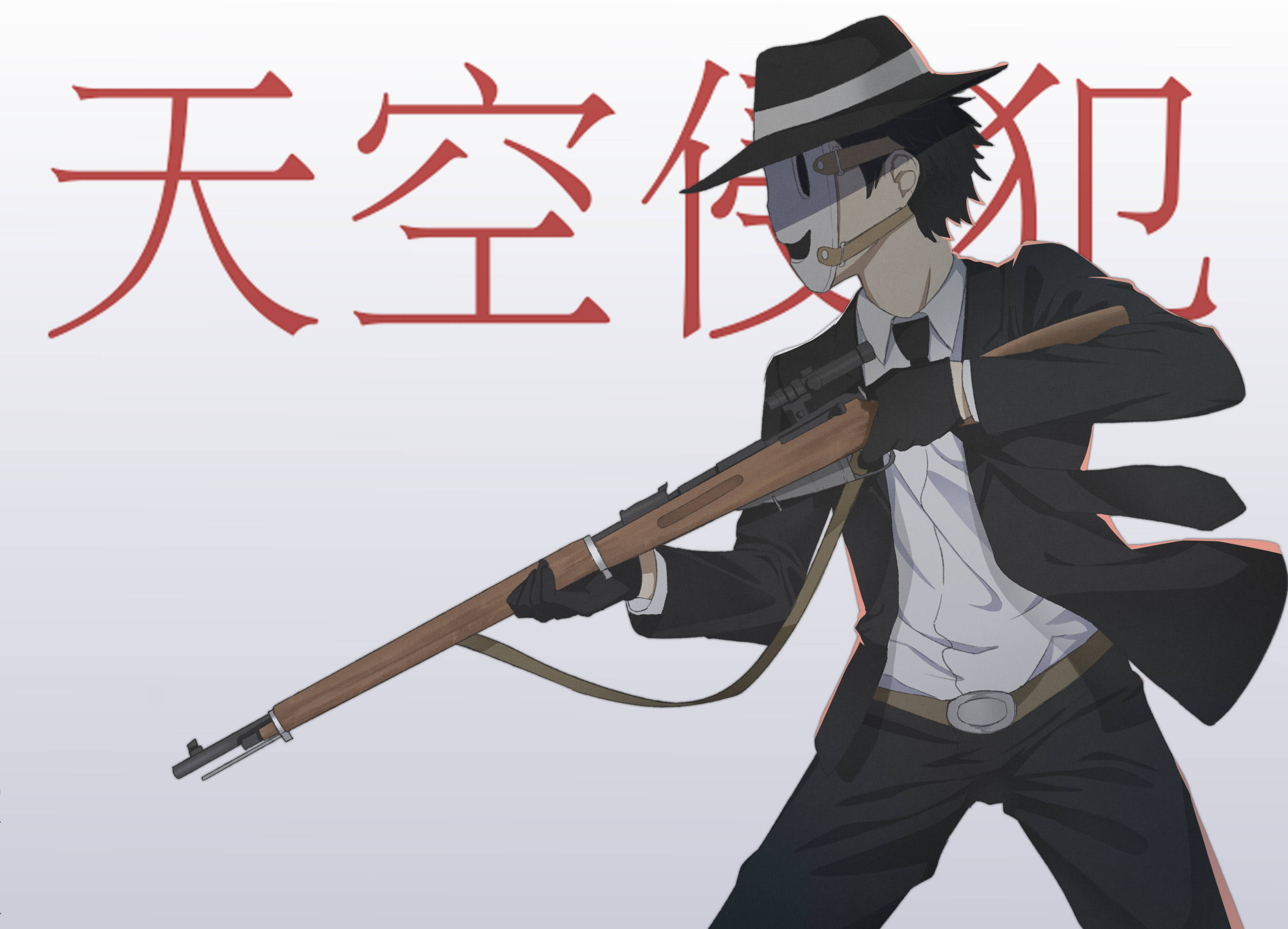 High-Rise Invasion, black suit, fedora, 2K Desktop Wallpaper