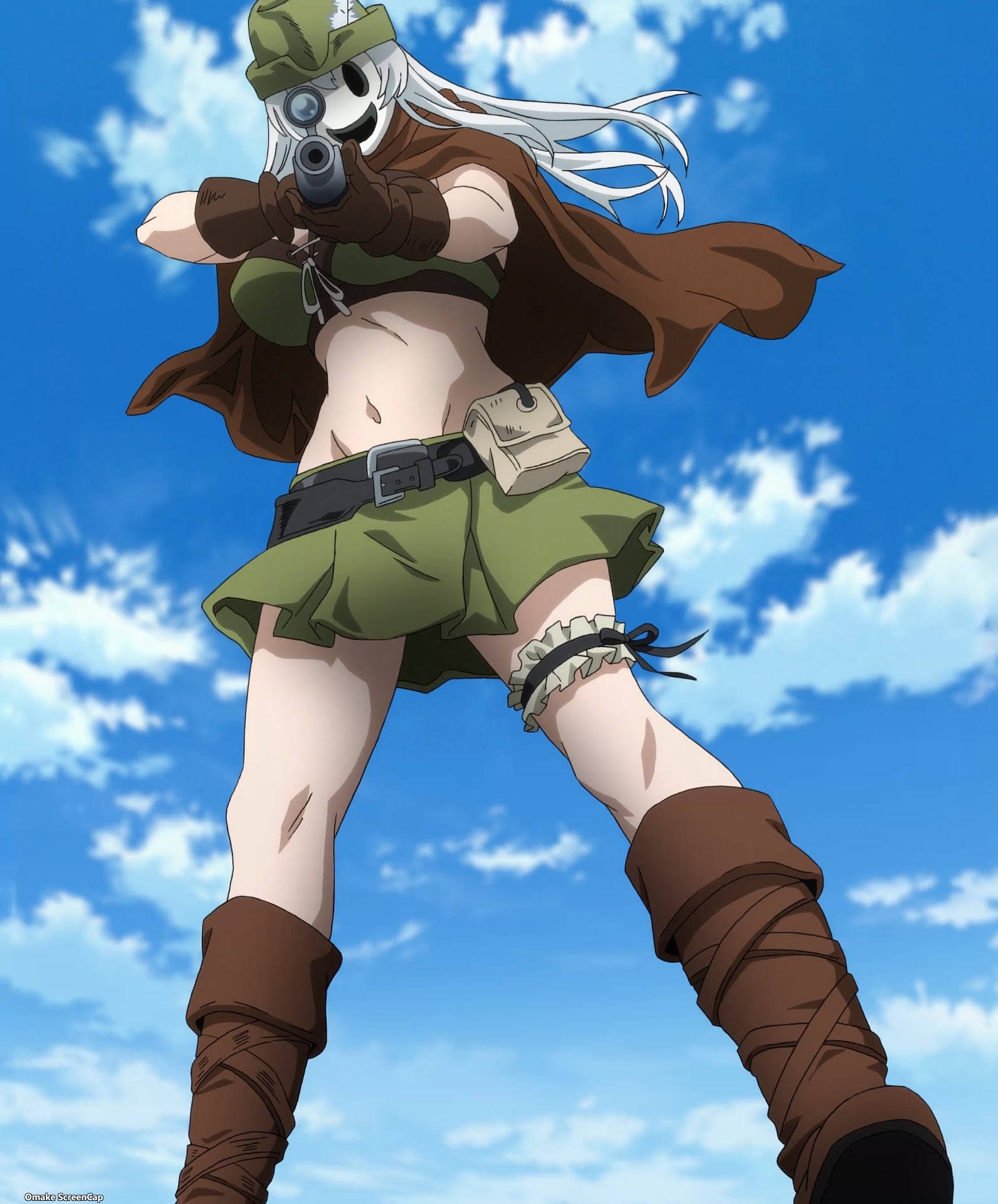 High rise invasion, feather mask, white-haired anime girl, Full HD Phone Wallpaper