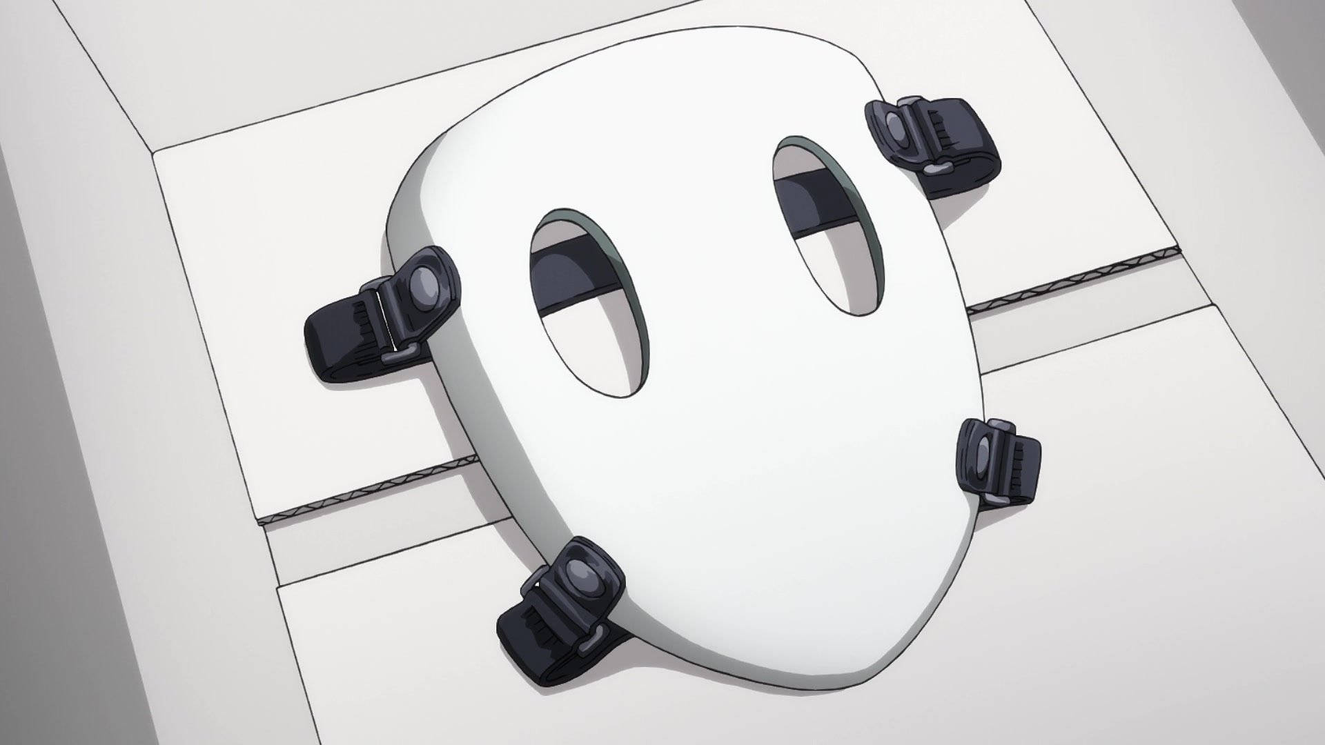 High rise invasion mask, white face mask, black straps, Full HD Desktop Wallpaper
