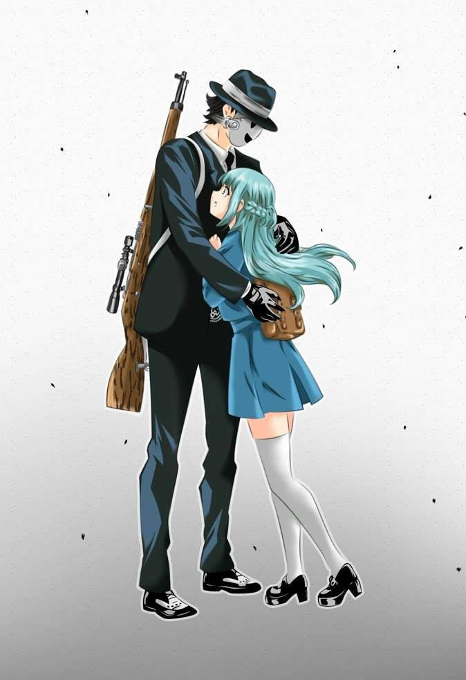High rise invasion, love team, teal-haired girl, SD Phone Wallpaper