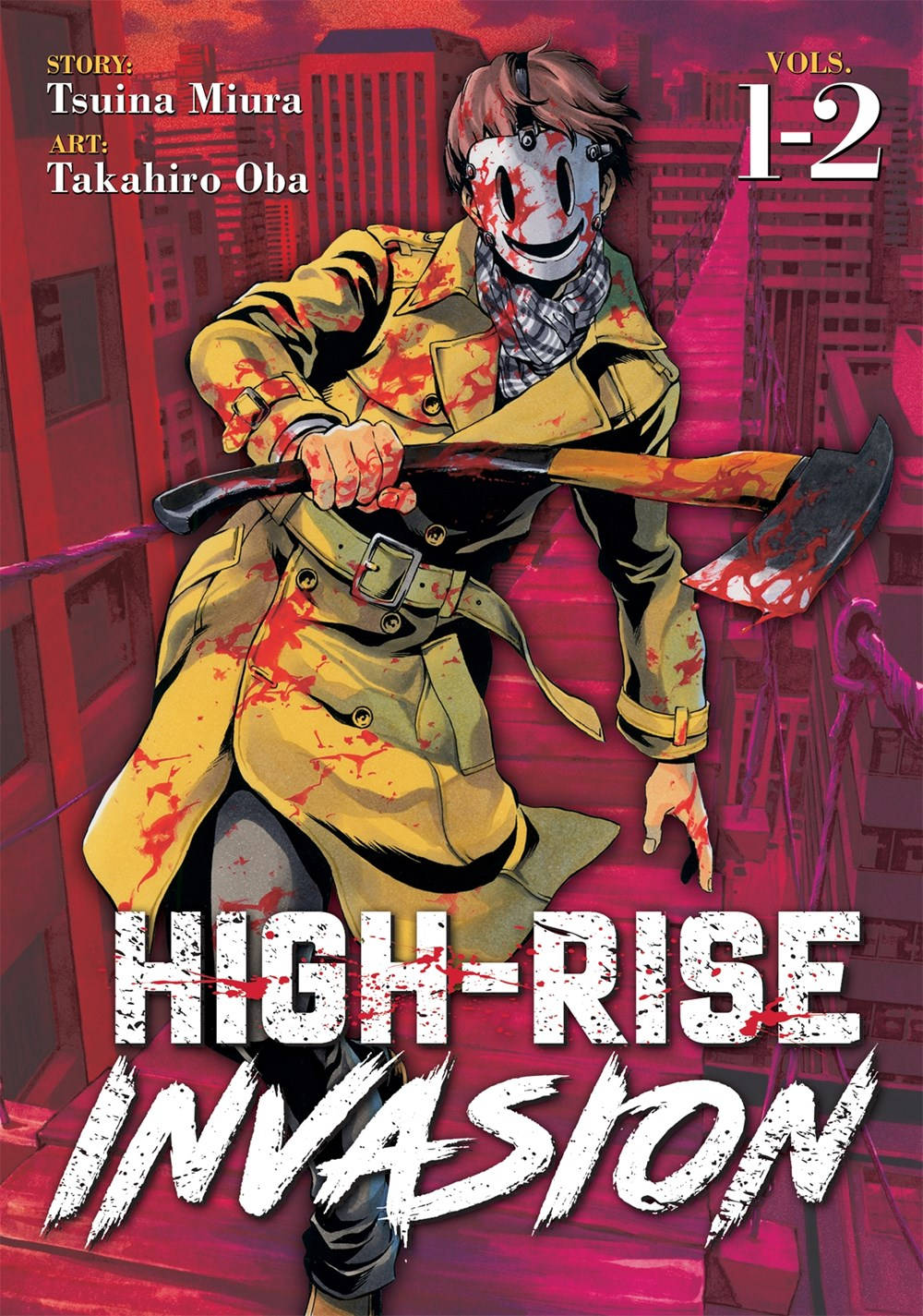 High rise invasion, fire axe, bloodied yellow trench coat, HD Phone Wallpaper