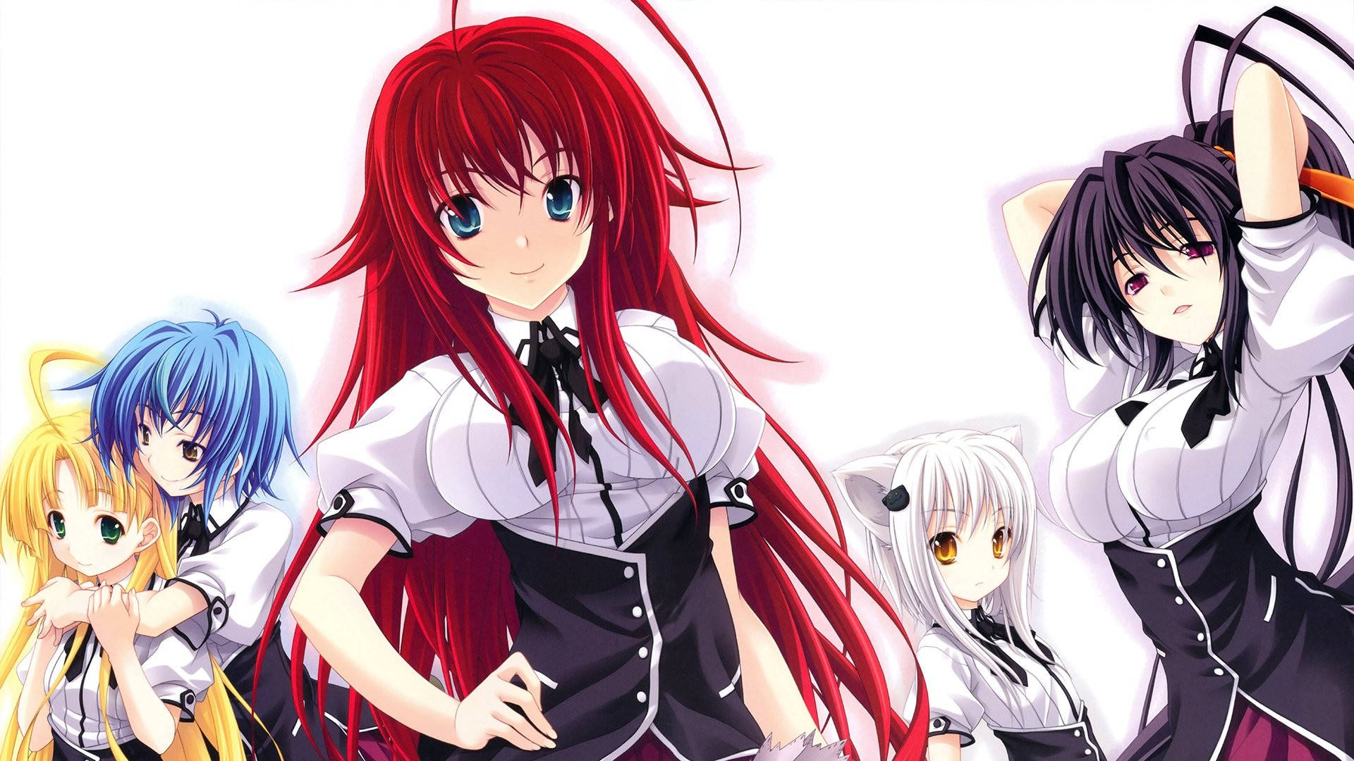 High School Dxd, girls, school uniforms, Full HD Desktop Wallpaper
