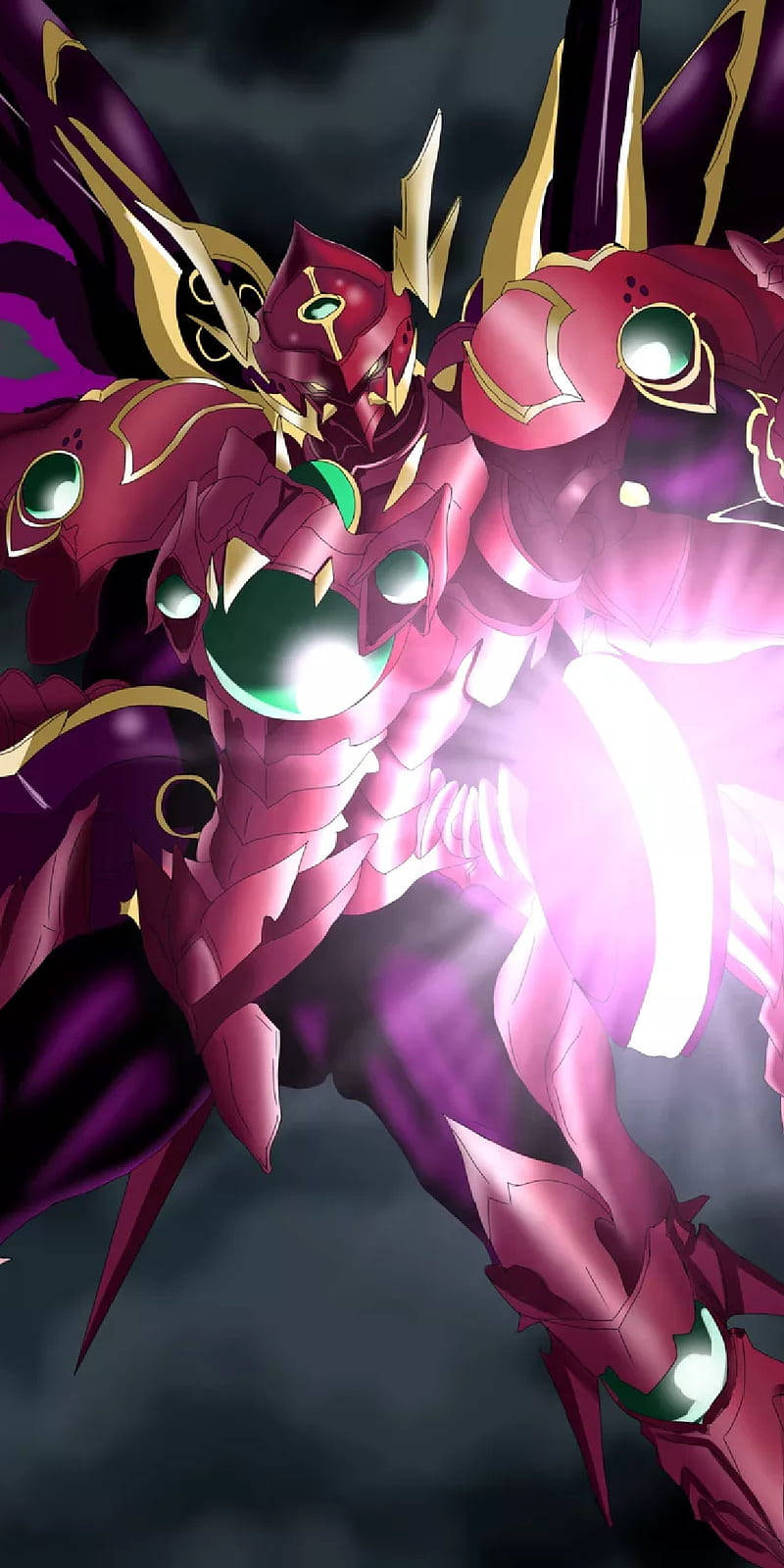 High School Dxd, glowing green eyes, purple gold armor, HD Phone Wallpaper