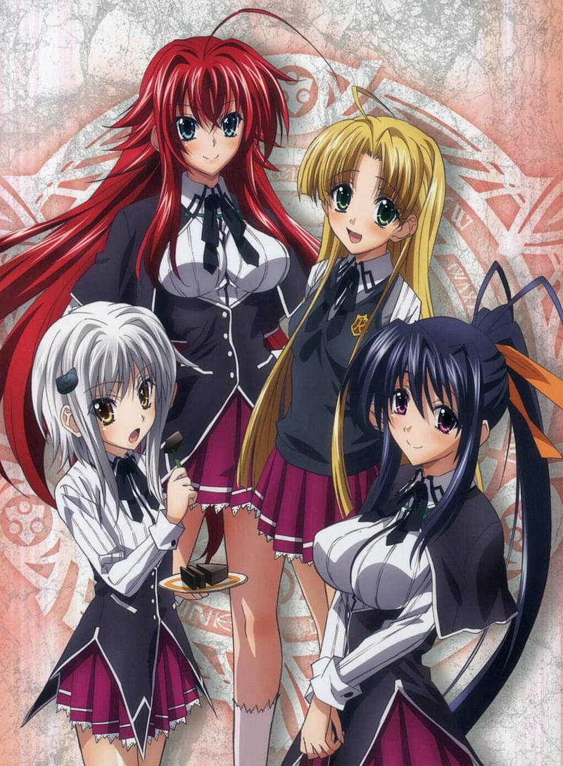High School Dxd, girls in uniform, school uniforms, SD Phone Wallpaper