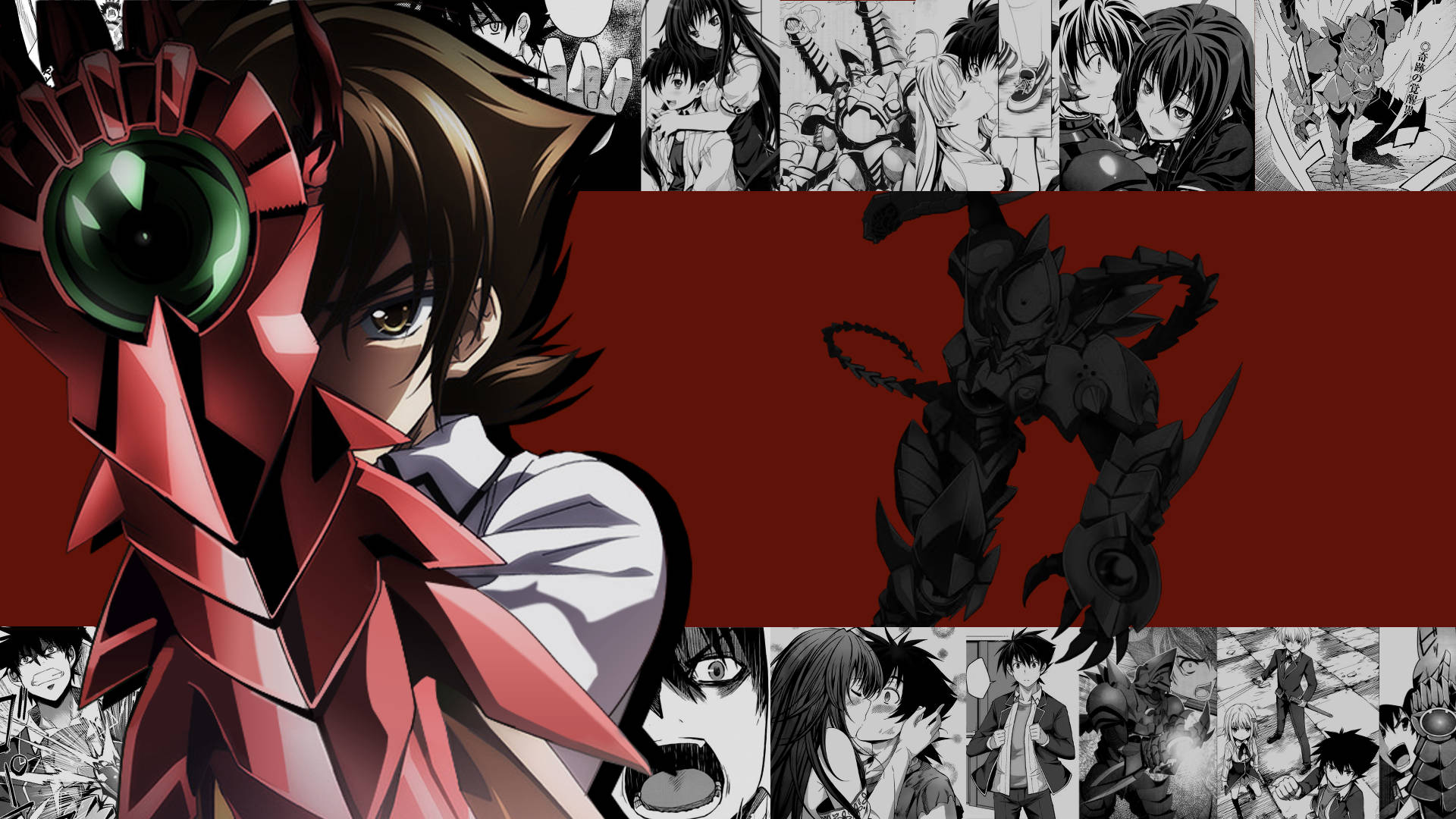 High School Dxd, red-armored character, green eye, Full HD Desktop Wallpaper