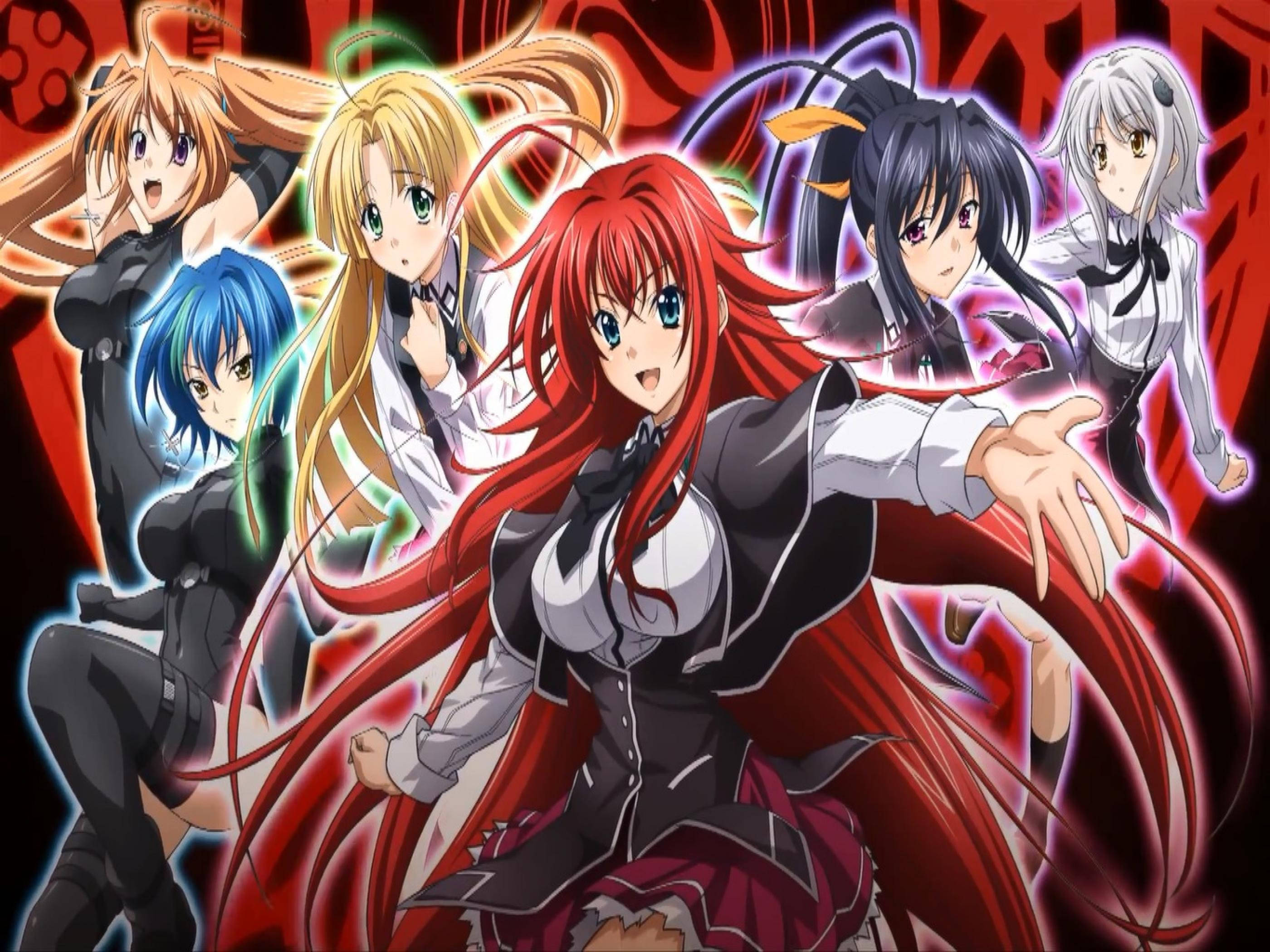 High School Dxd, girls photo montage, glowing energy effects, 2K Desktop Wallpaper