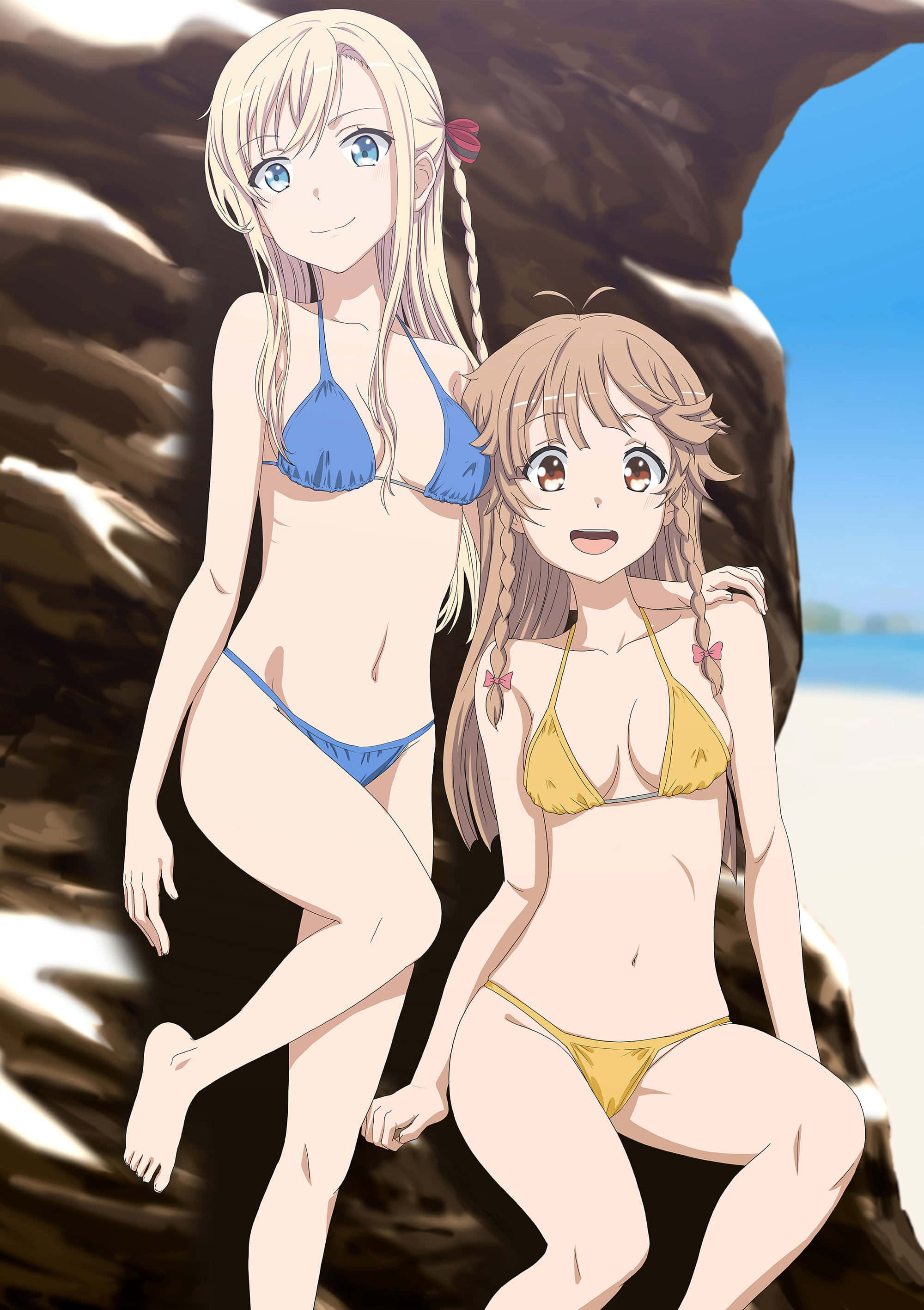 High School Fleet, Kouko Nosa, bikinis, 2K Phone Wallpaper