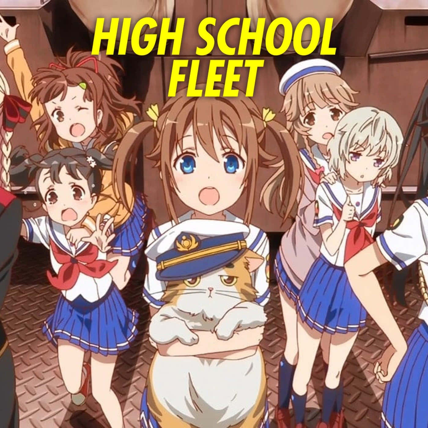 High School Fleet, sailor uniforms, cat wearing a captain's hat, HD Desktop Wallpaper