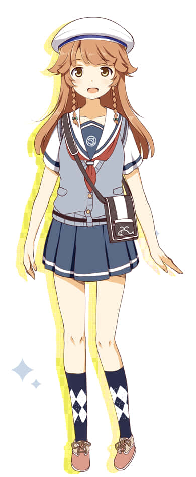 High School Fleet, Kouko Nosa, sailor uniform, SD Phone Wallpaper