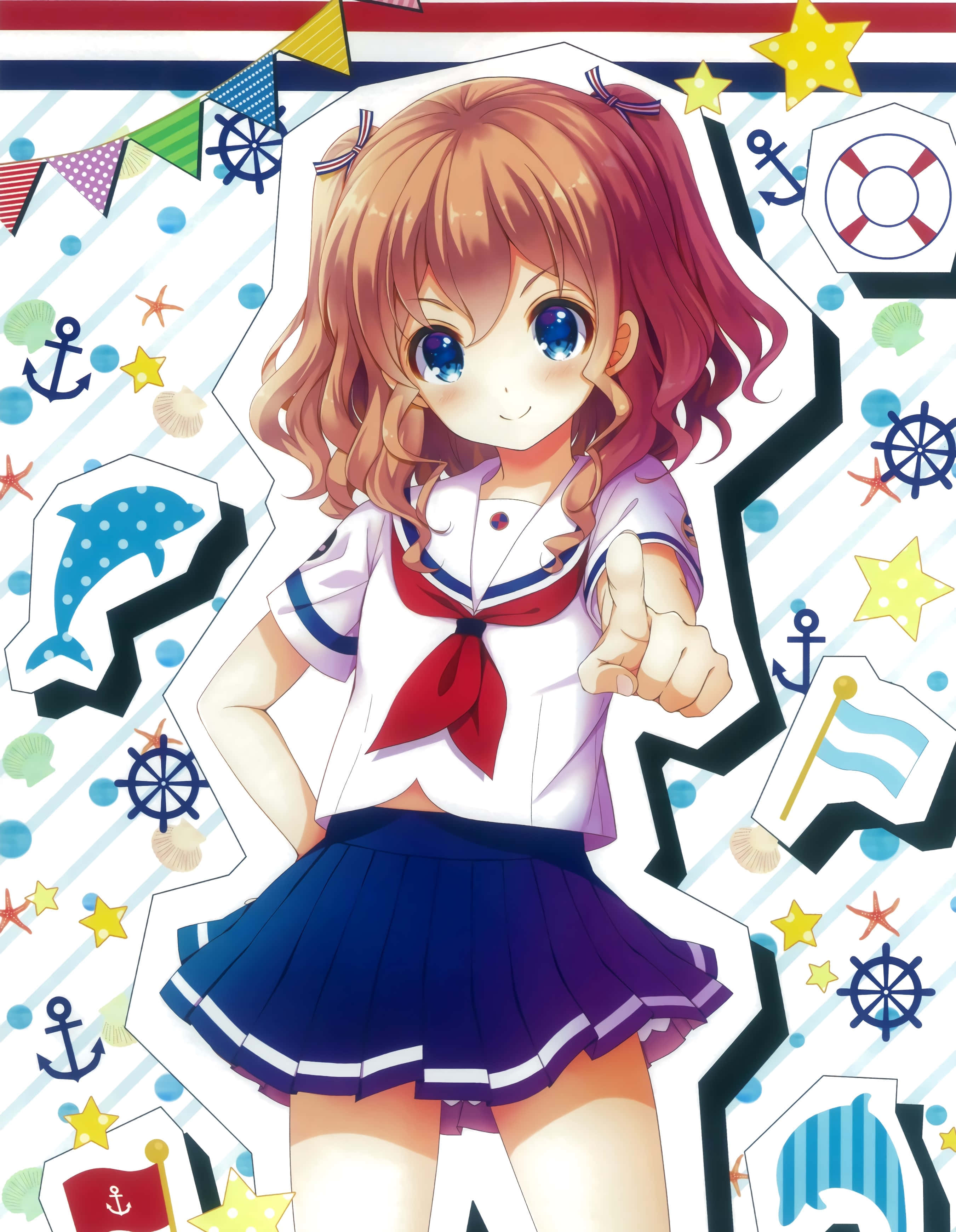 High School Fleet, Maron Yanagiwara, sailor uniform, 2K Phone Wallpaper