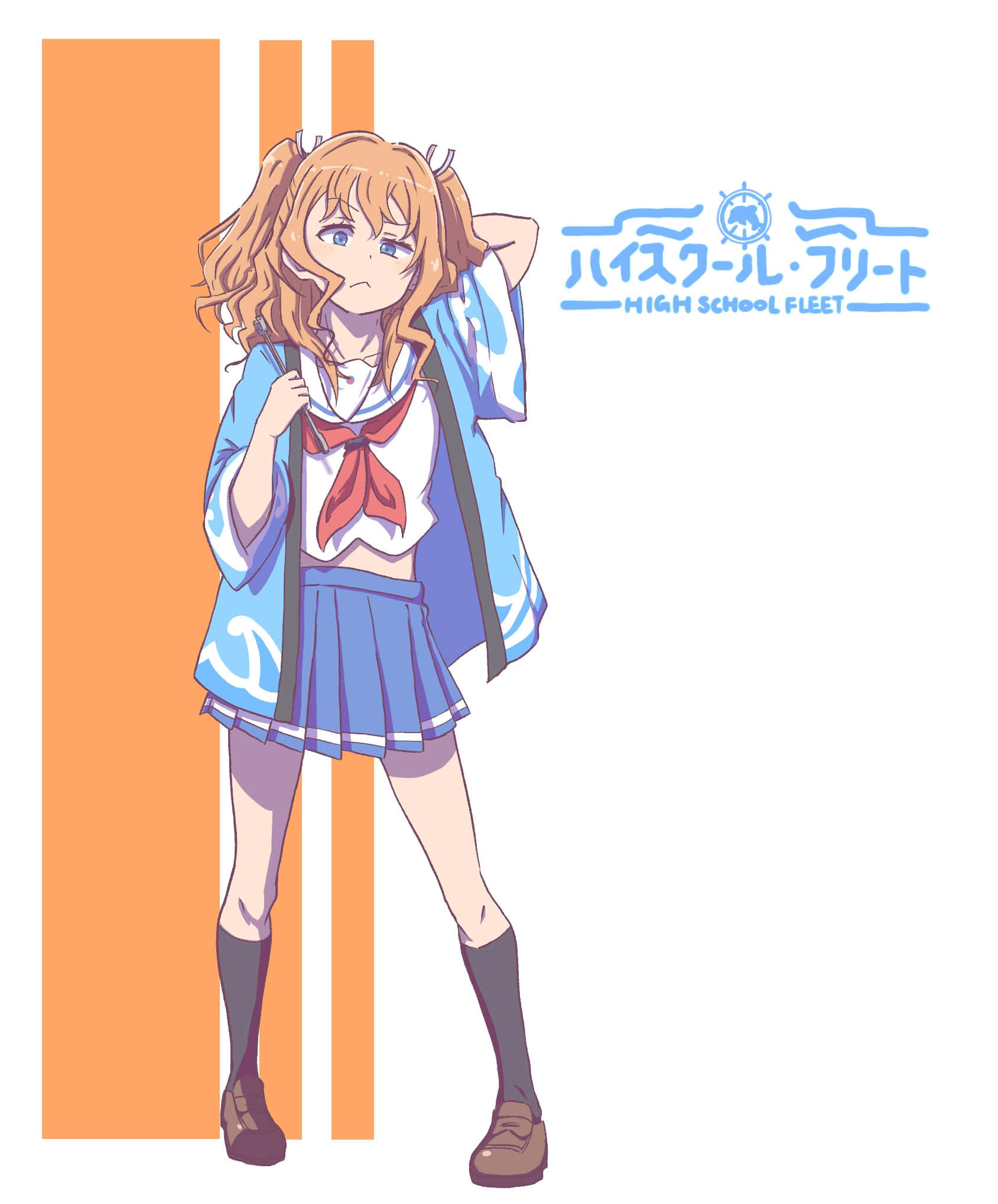 High School Fleet, Maron Yanagiwara, blue sailor uniform, Full HD Phone Wallpaper