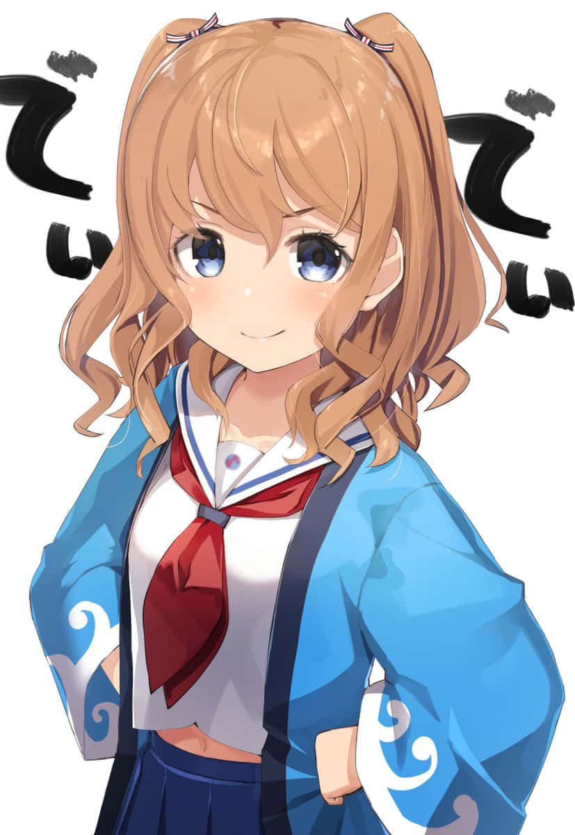 High School Fleet, Maron Yanagiwara, blonde pigtails, SD Phone Wallpaper
