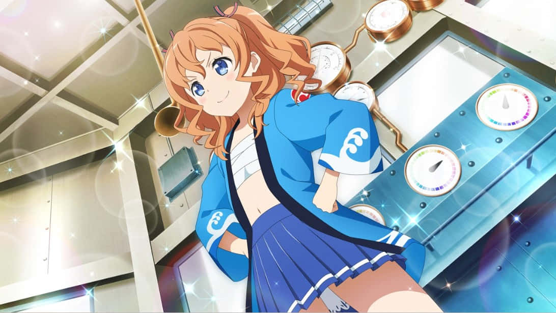 High School Fleet, Maron Yanagiwara, orange hair, SD Desktop Wallpaper