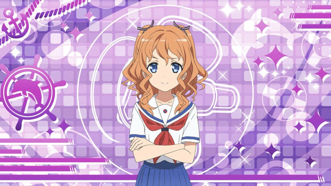 High School Fleet, Maron Yanagiwara, orange hair, SD Desktop Wallpaper