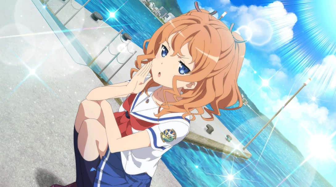 High School Fleet, Maron Yanagiwara, docked ship, SD Desktop Wallpaper