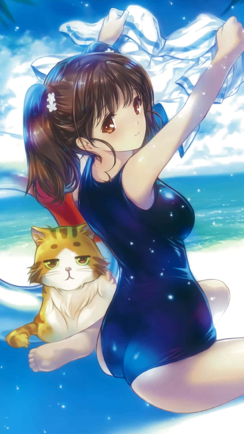High School Fleet, Rin Shiretoko, beach day, HD Phone Wallpaper