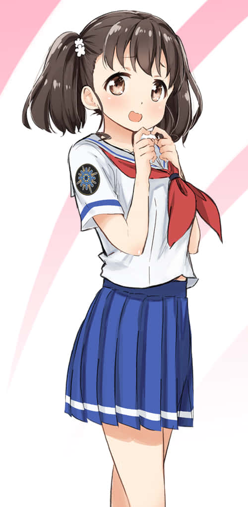 High School Fleet, Rin Shiretoko, blue pleated skirt, SD Phone Wallpaper