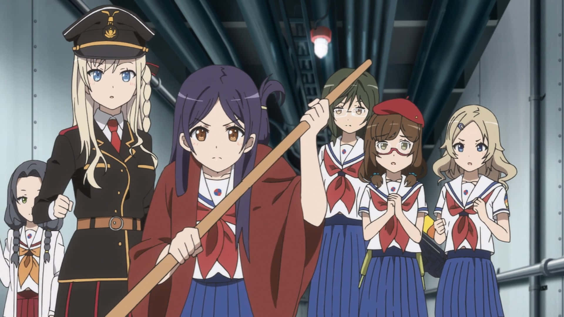 High School Fleet, anime girls, school uniforms, Full HD Desktop Wallpaper