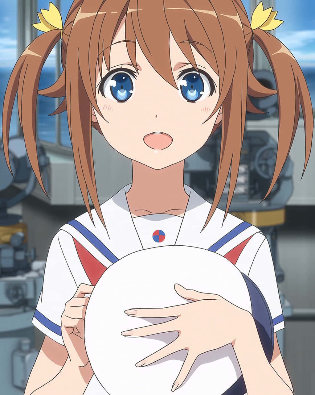 High School Fleet, brown pigtails, blue eyes, HD Phone Wallpaper