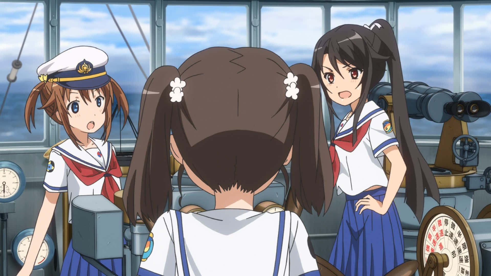 High School Fleet, sailor uniforms, ship's bridge, Full HD Desktop Wallpaper