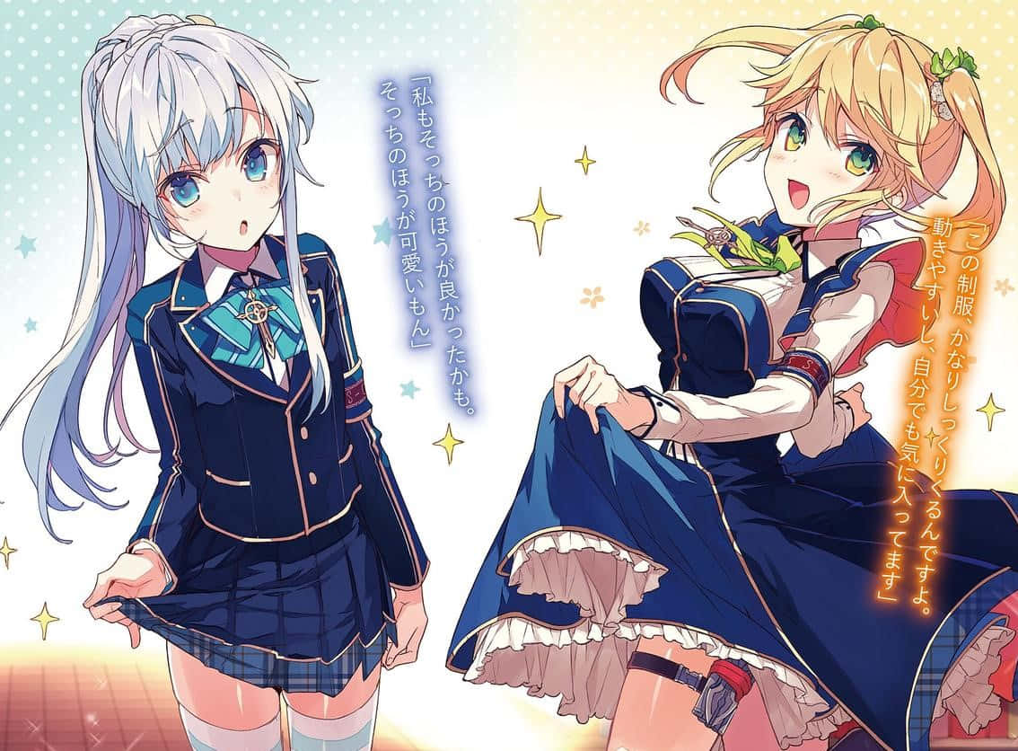 High School Fleet, school uniforms, sparkling gradient background, SD Desktop Wallpaper