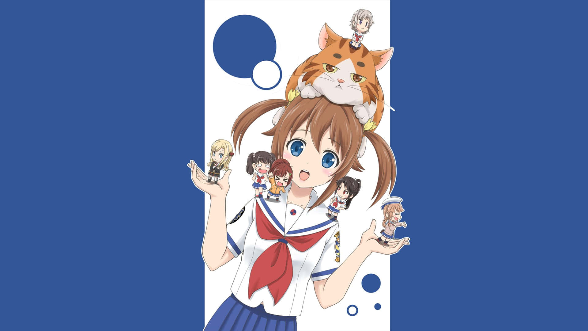 High School Fleet, sailor uniform, anime girl, Full HD Desktop Wallpaper
