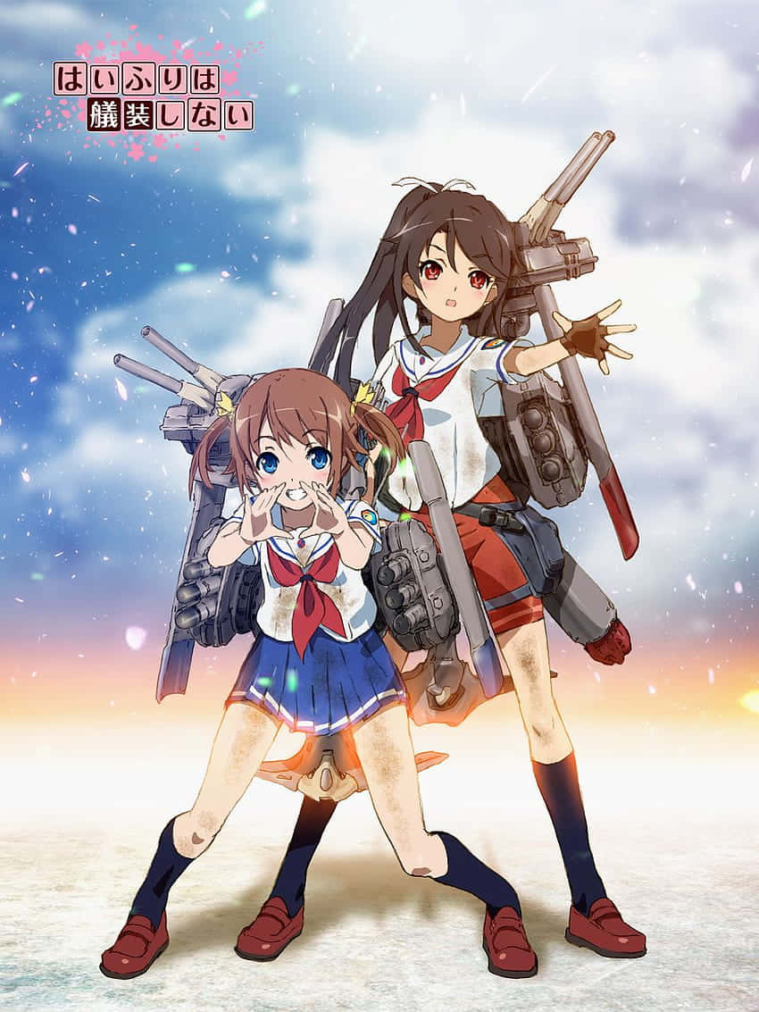 High School Fleet, sailor uniforms, giant gun armaments, SD Phone Wallpaper