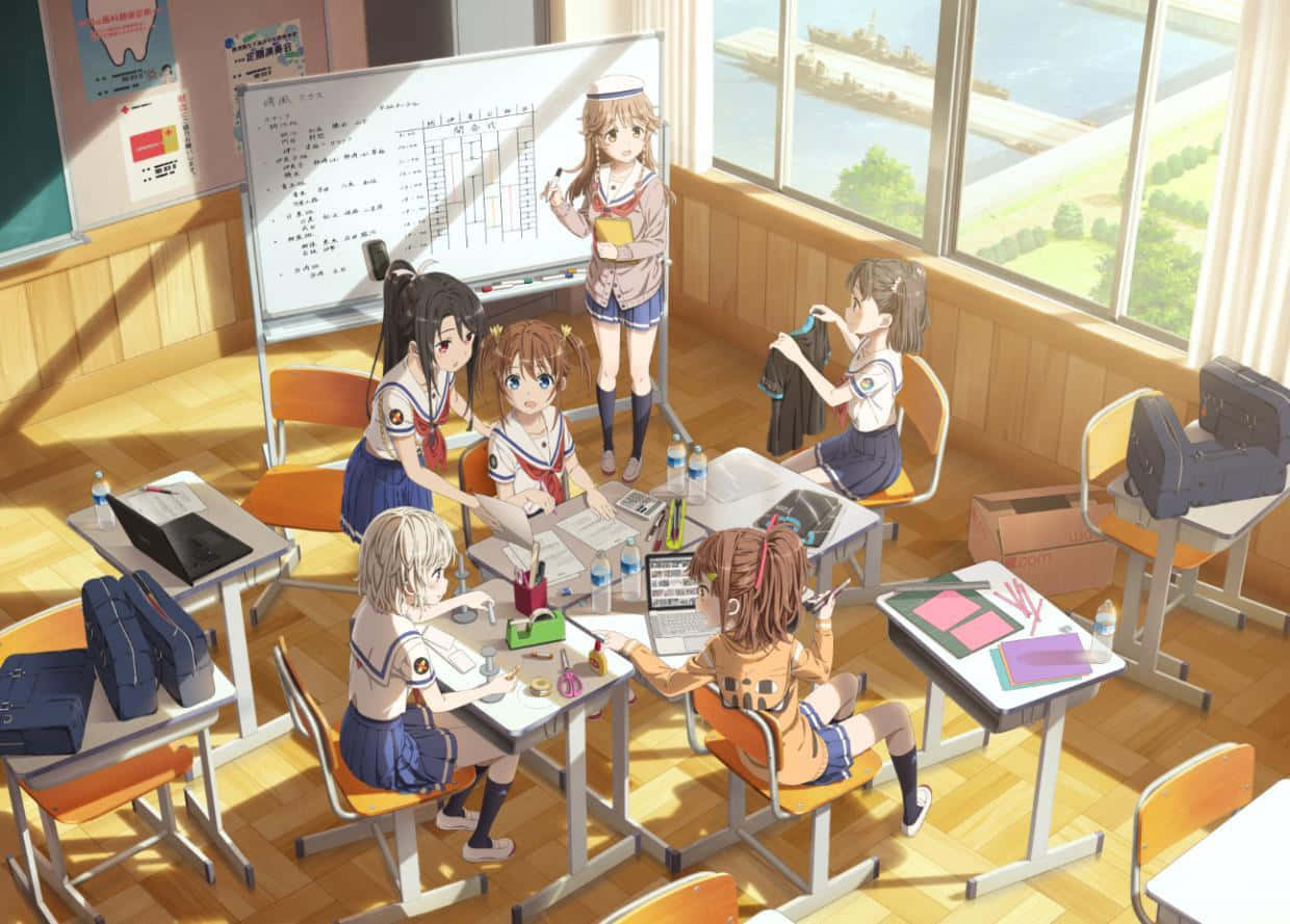 High School Fleet, school uniforms, sunlit classroom, SD Desktop Wallpaper