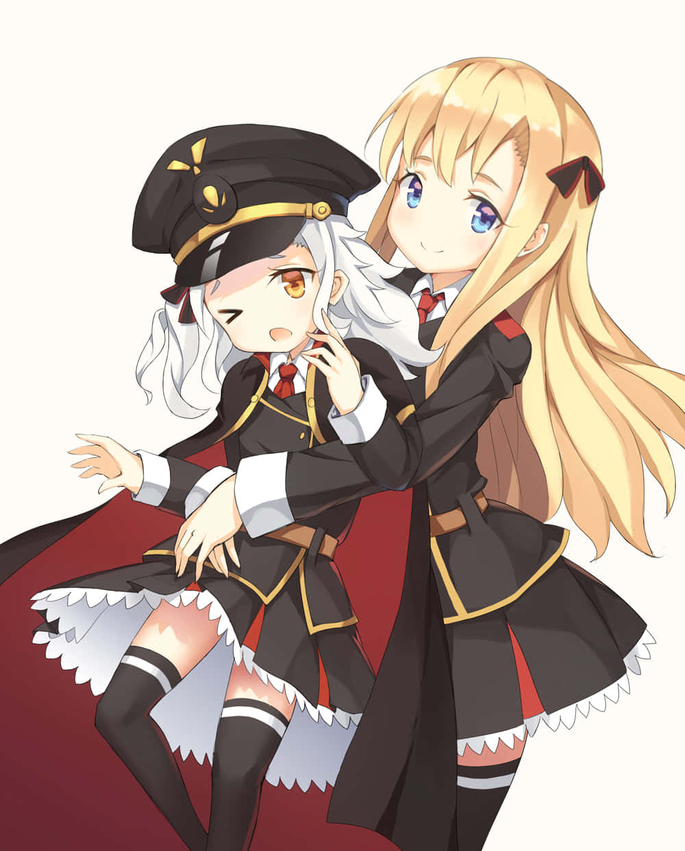 High School Fleet, black and red uniforms, anime girls, SD Phone Wallpaper