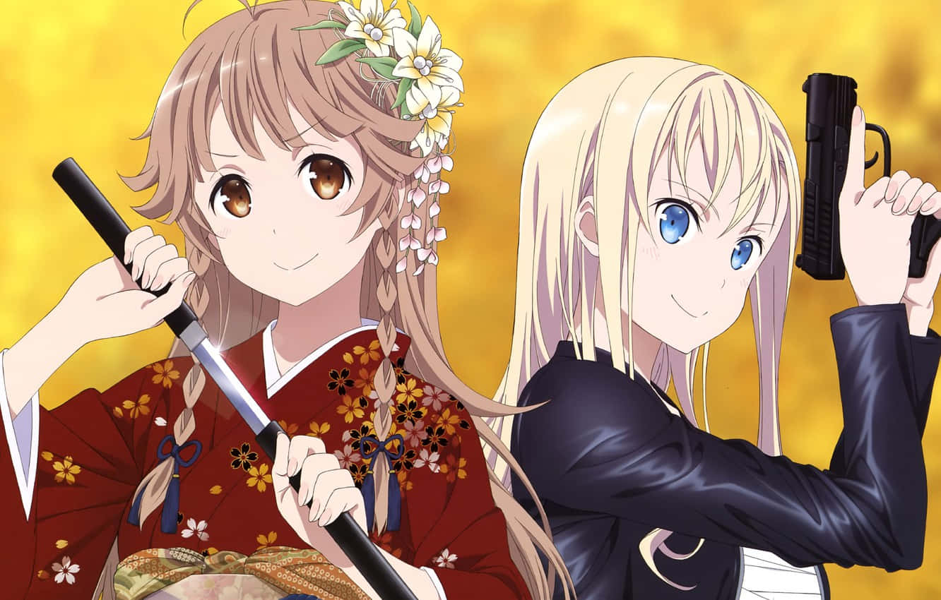 High School Fleet, floral kimono, black, HD Desktop Wallpaper