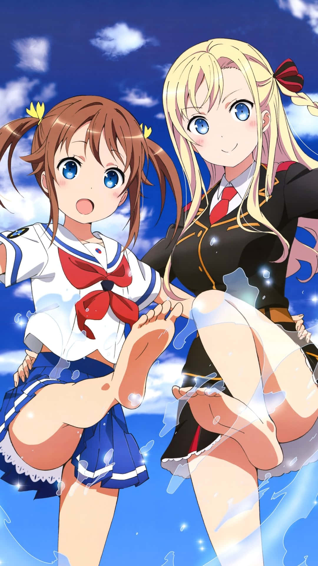 High School Fleet, anime girls, school uniforms, Full HD Phone Wallpaper